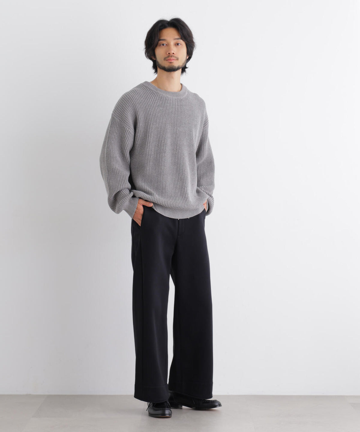 コットンMIXバルキークルーネックニット 6686222218