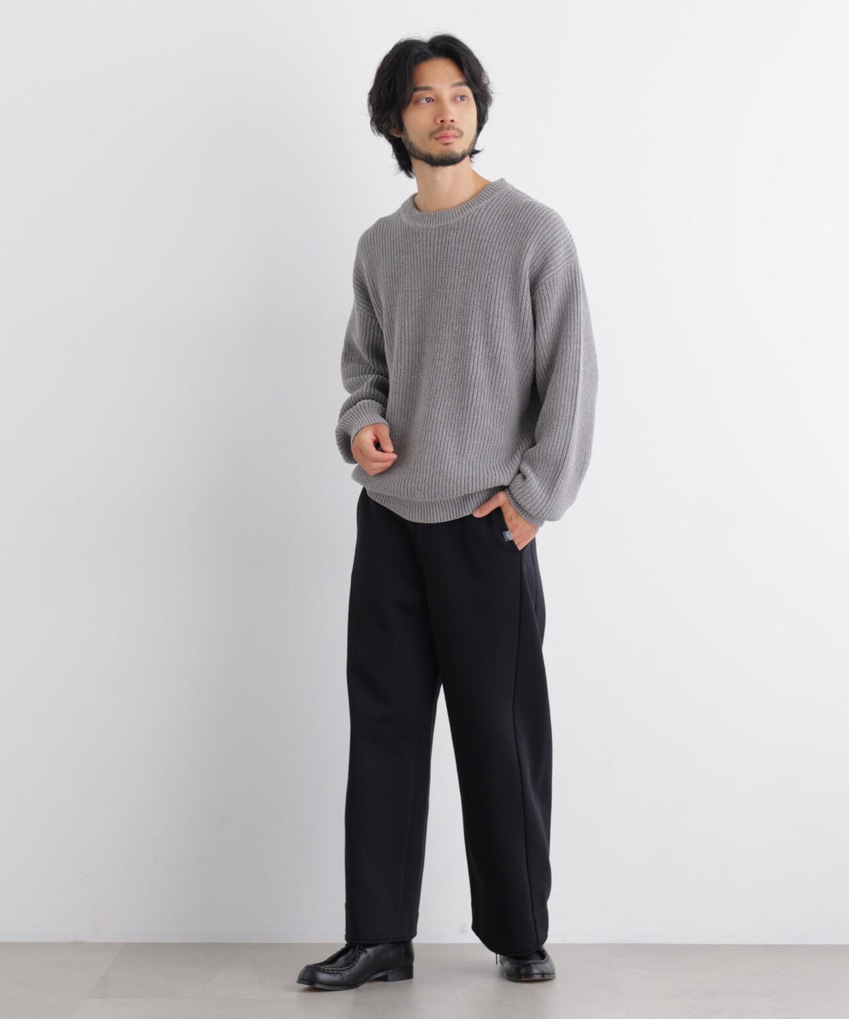 コットンMIXバルキークルーネックニット 6686222218