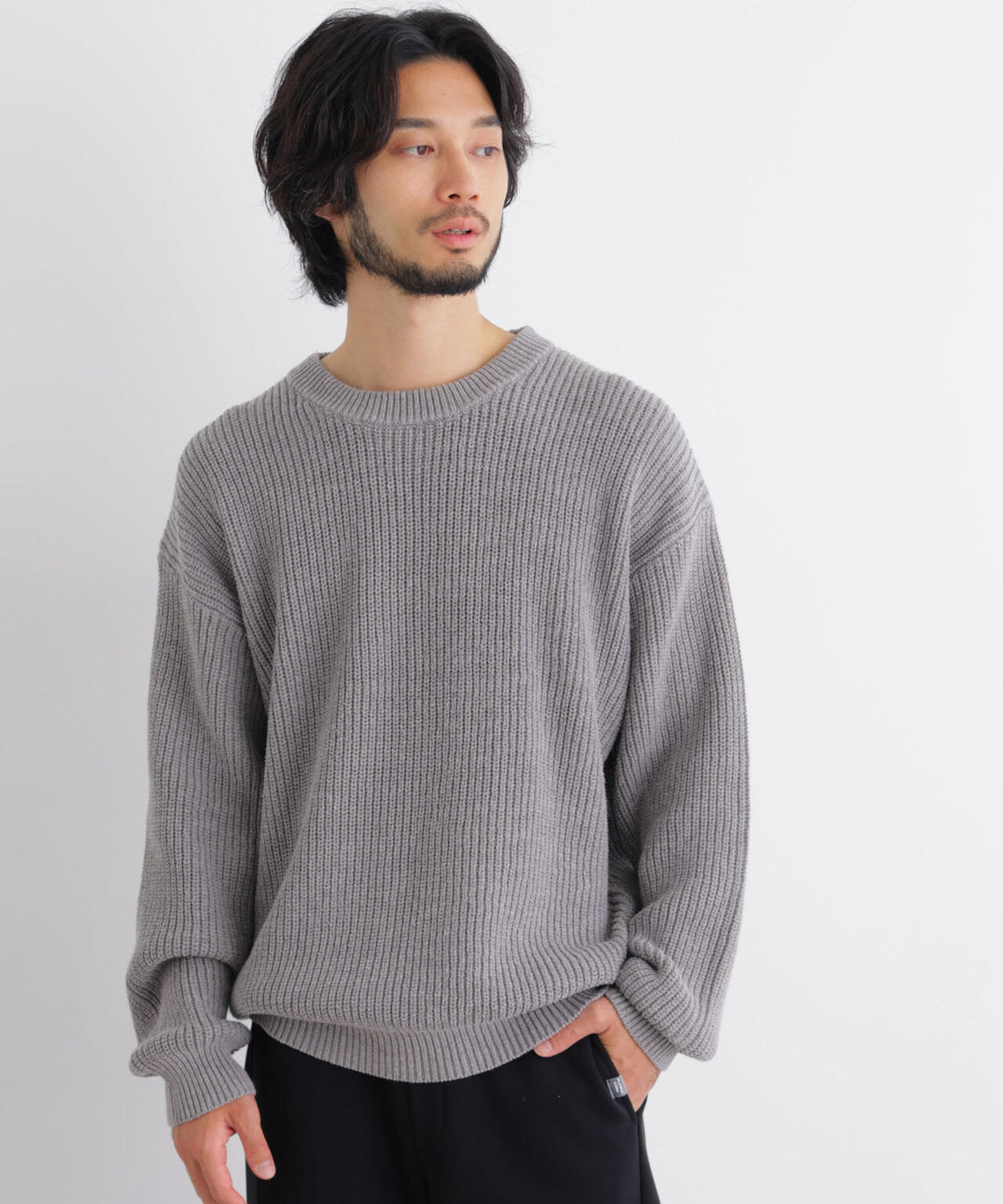 コットンMIXバルキークルーネックニット 6686222218