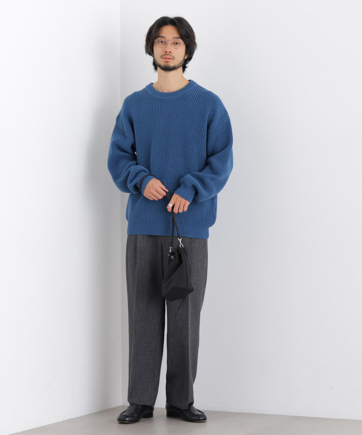 コットンMIXバルキークルーネックニット 6686222218