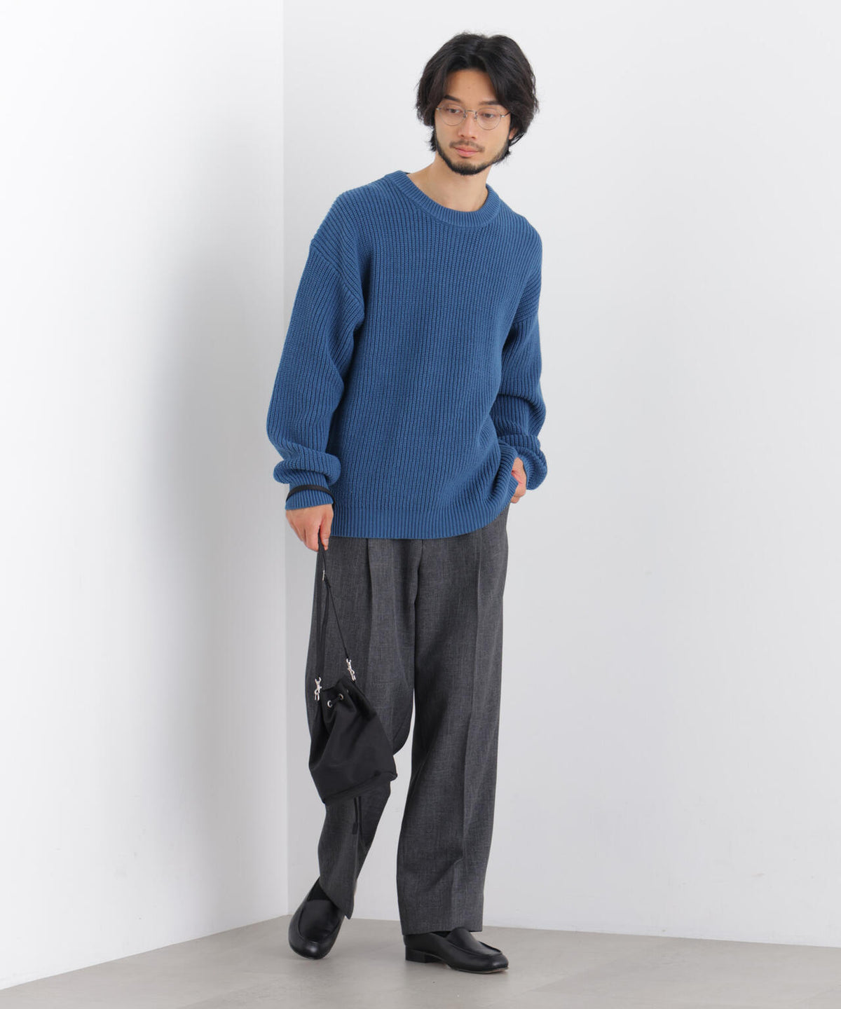 コットンMIXバルキークルーネックニット 6686222218