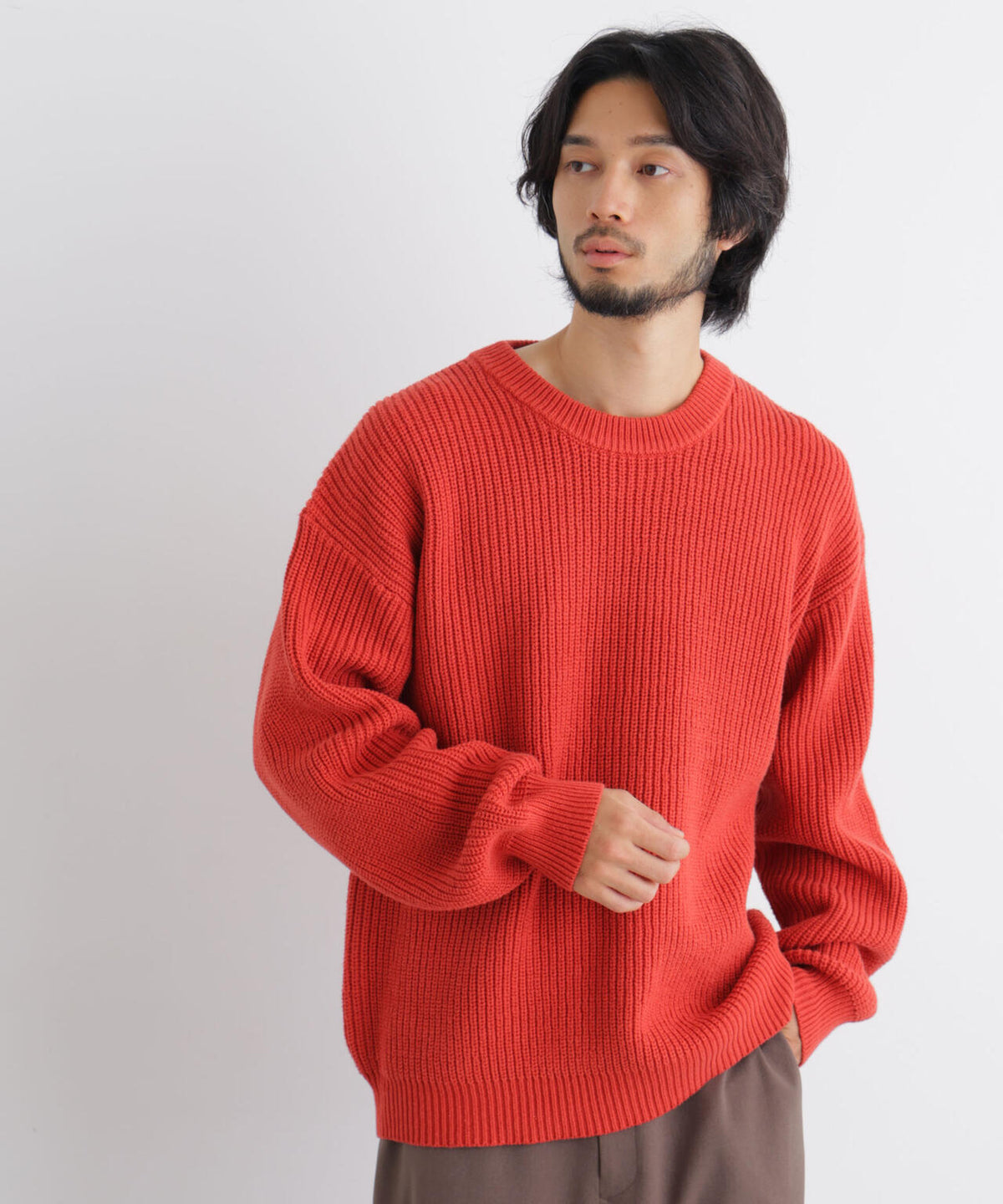 コットンMIXバルキークルーネックニット 6686222218