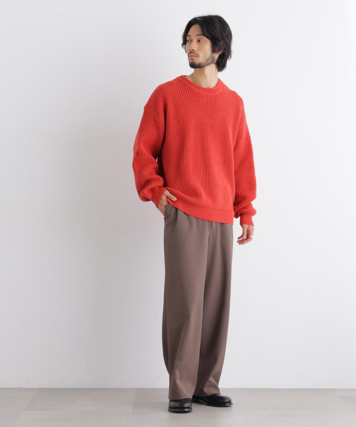 コットンMIXバルキークルーネックニット 6686222218