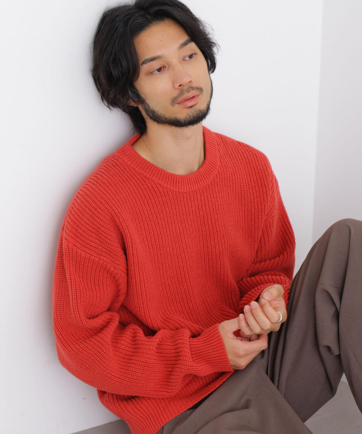 コットンMIXバルキークルーネックニット 6686222218