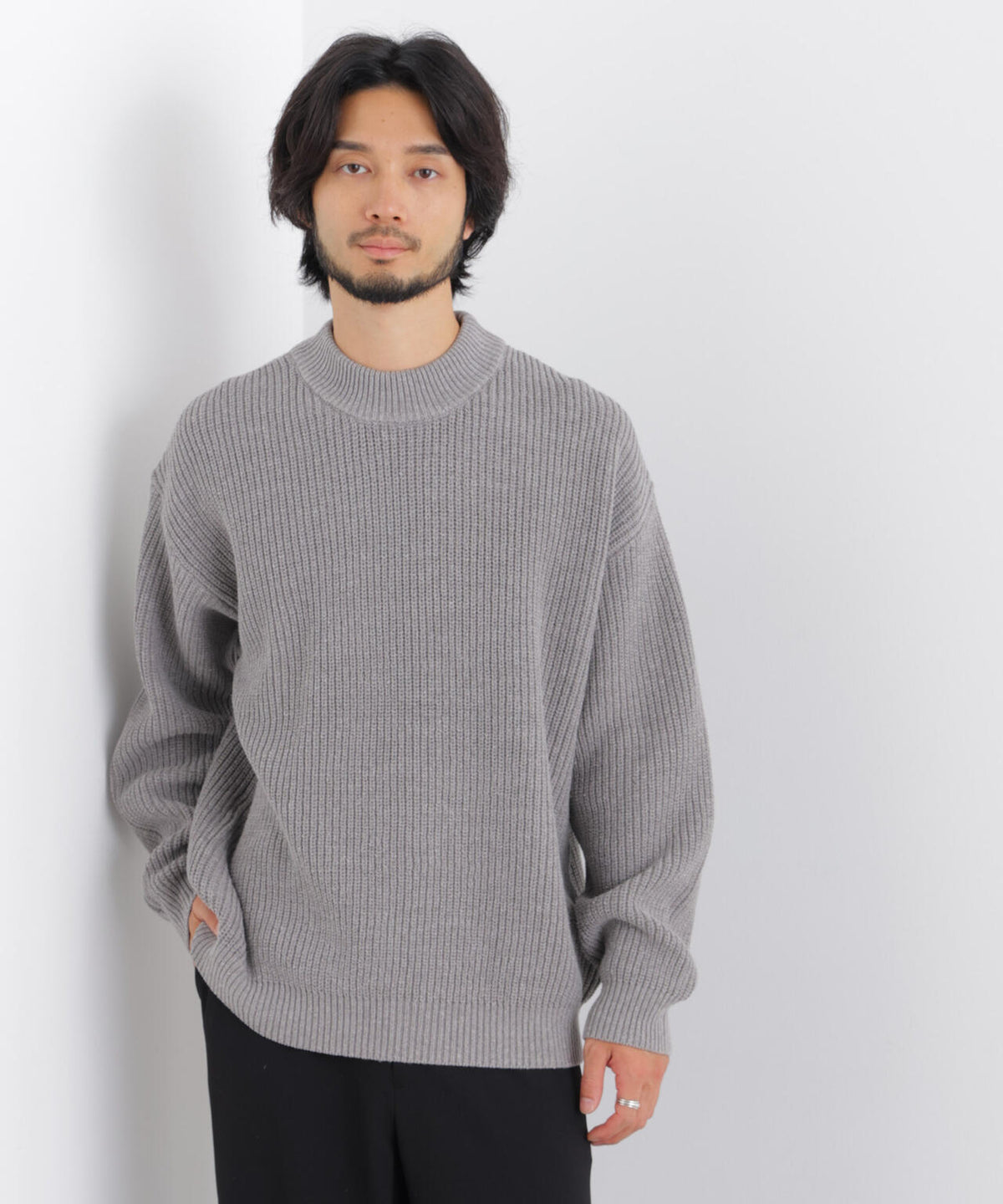 コットンMIXバルキーモックネックニット 6686222219