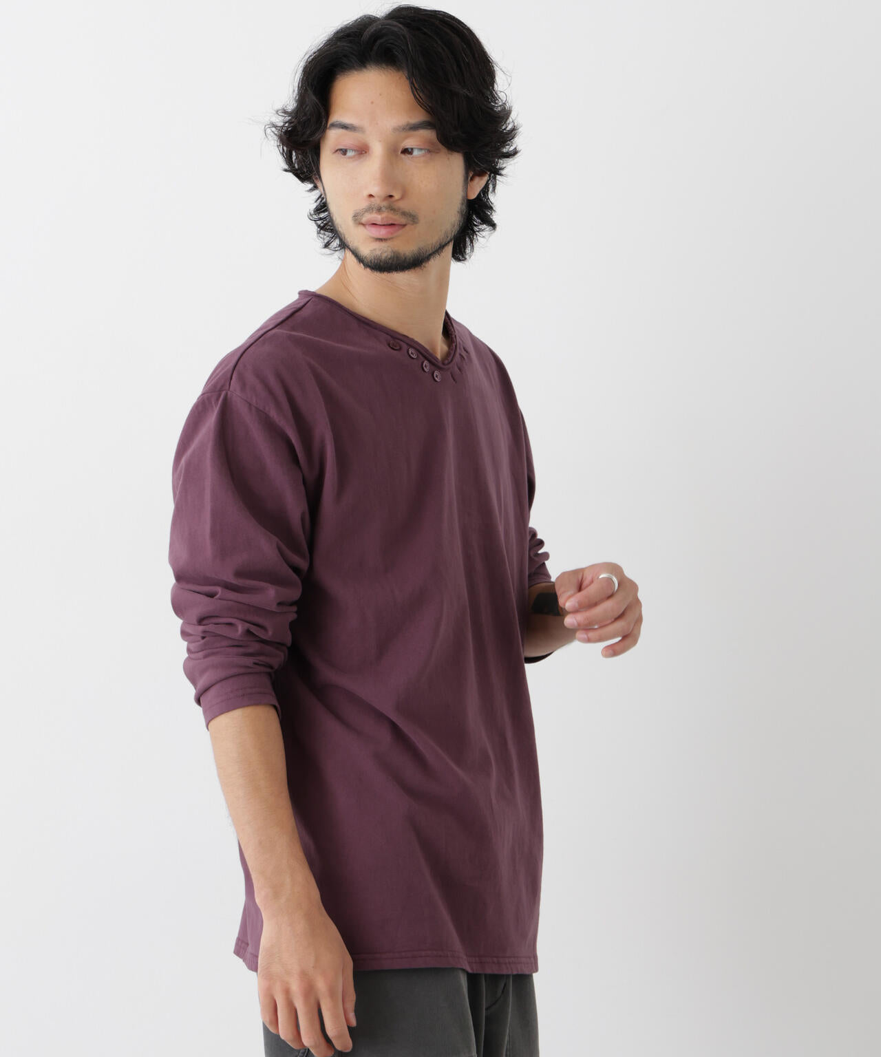 「surplus」デザインヘンリーネックTシャツ 長袖 6686223214