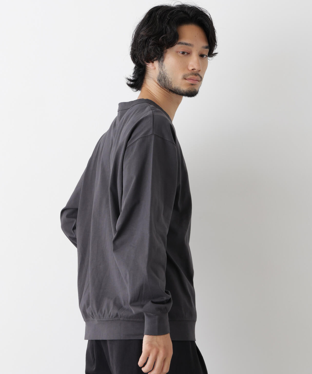 ソフトメランジクルーネックTシャツ 長袖 6686223215