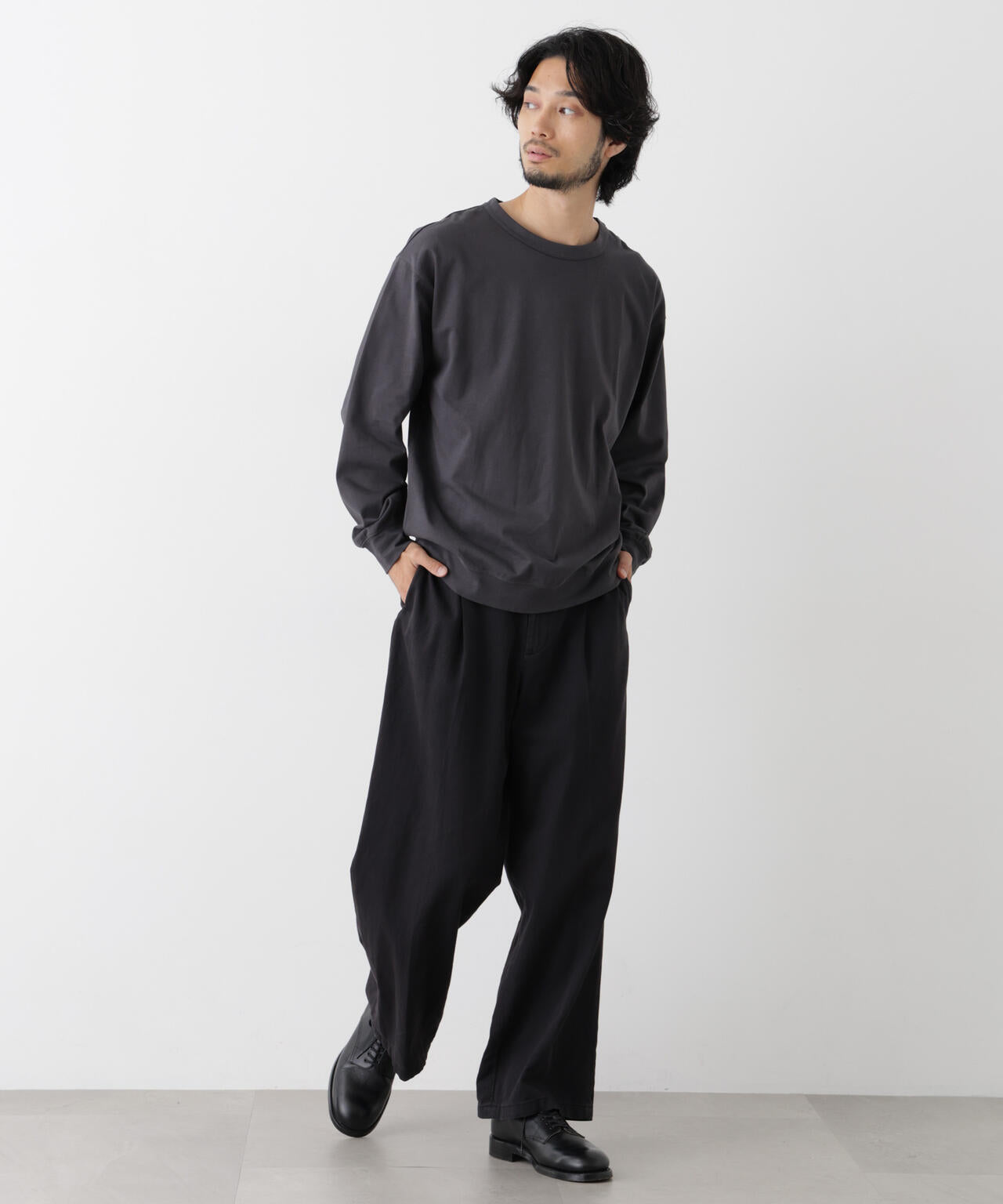 ソフトメランジクルーネックTシャツ 長袖 6686223215
