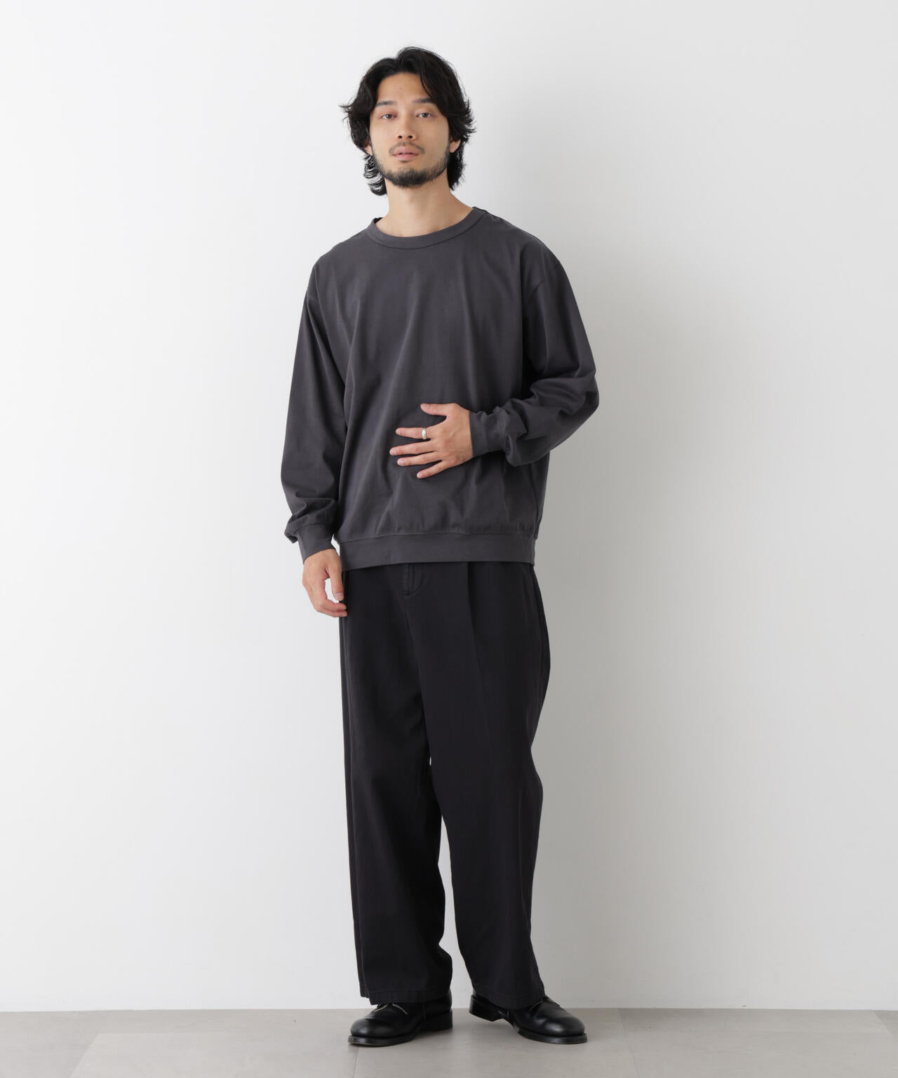 ソフトメランジクルーネックTシャツ 長袖 6686223215