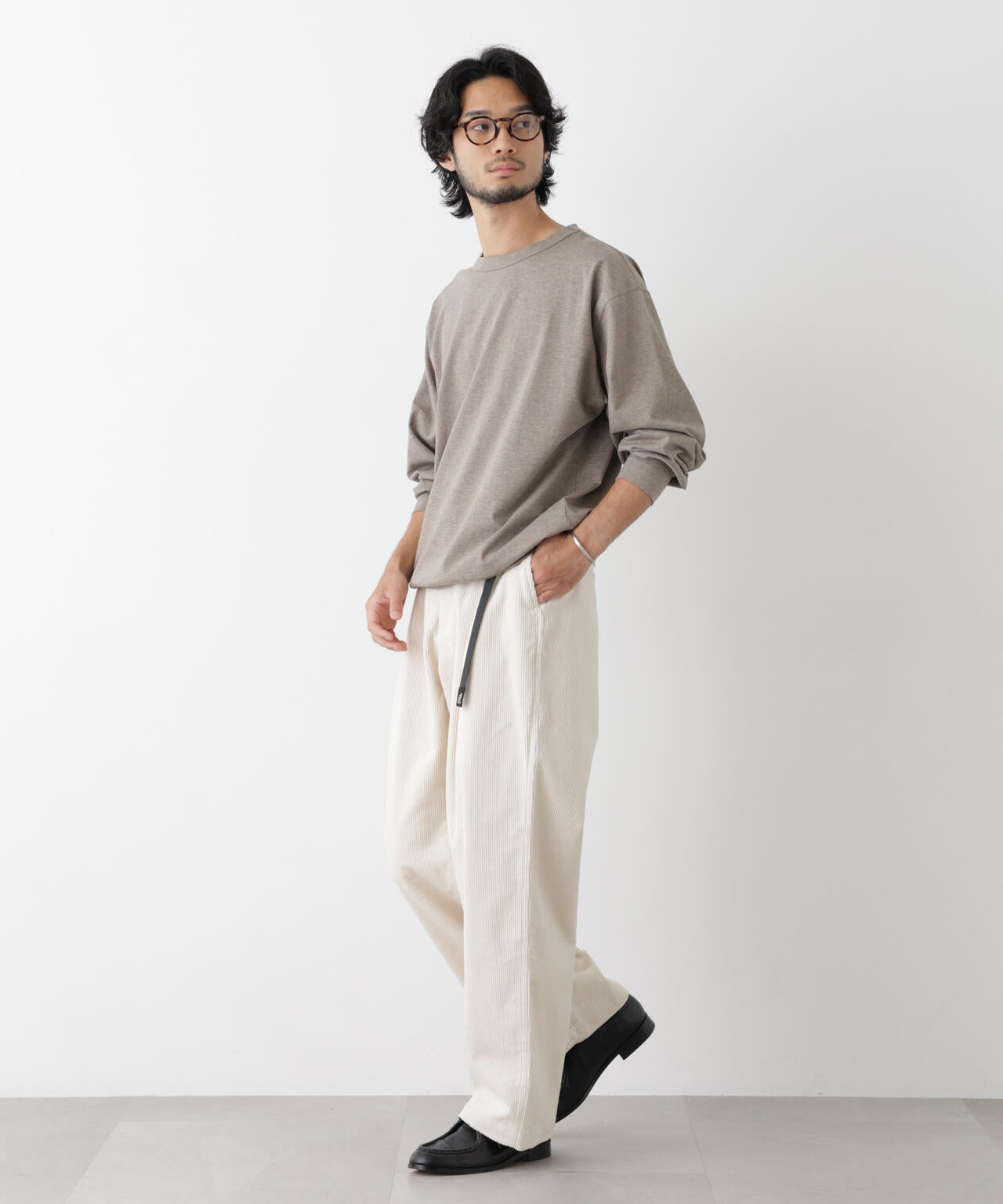 ソフトメランジクルーネックTシャツ 長袖 6686223215