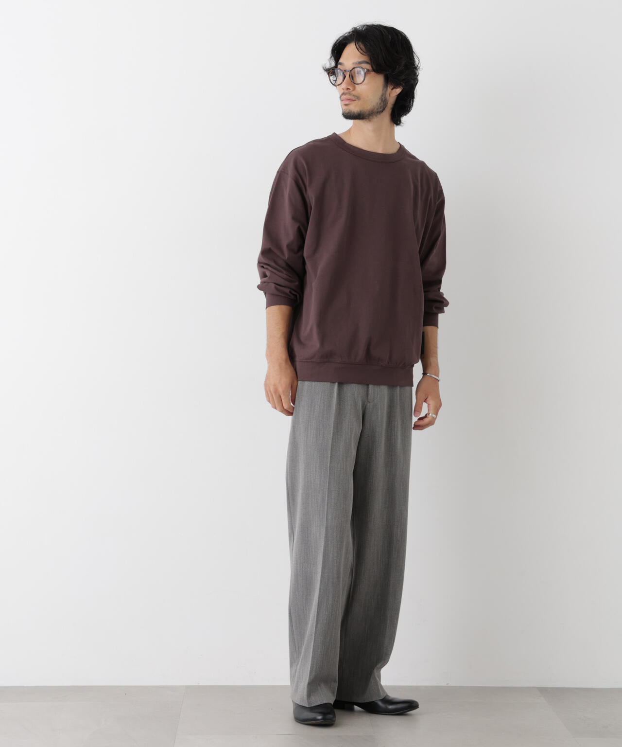 ソフトメランジクルーネックTシャツ 長袖 6686223215