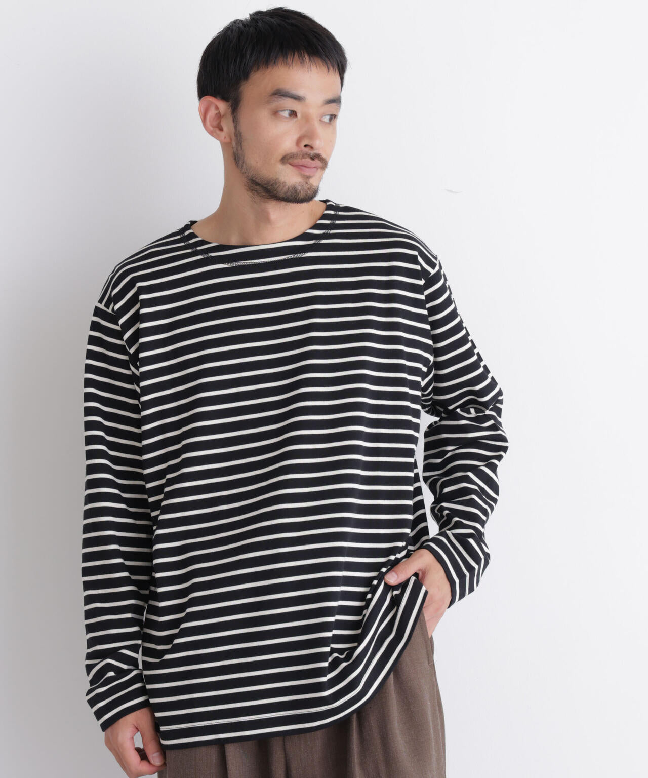 ボーダーバスクTシャツ 長袖 6686223219