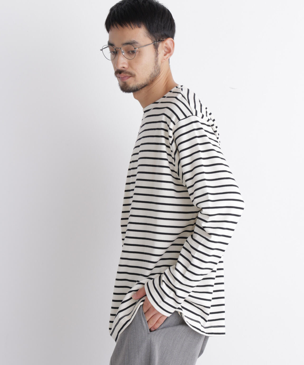 ボーダーバスクTシャツ 長袖 6686223219