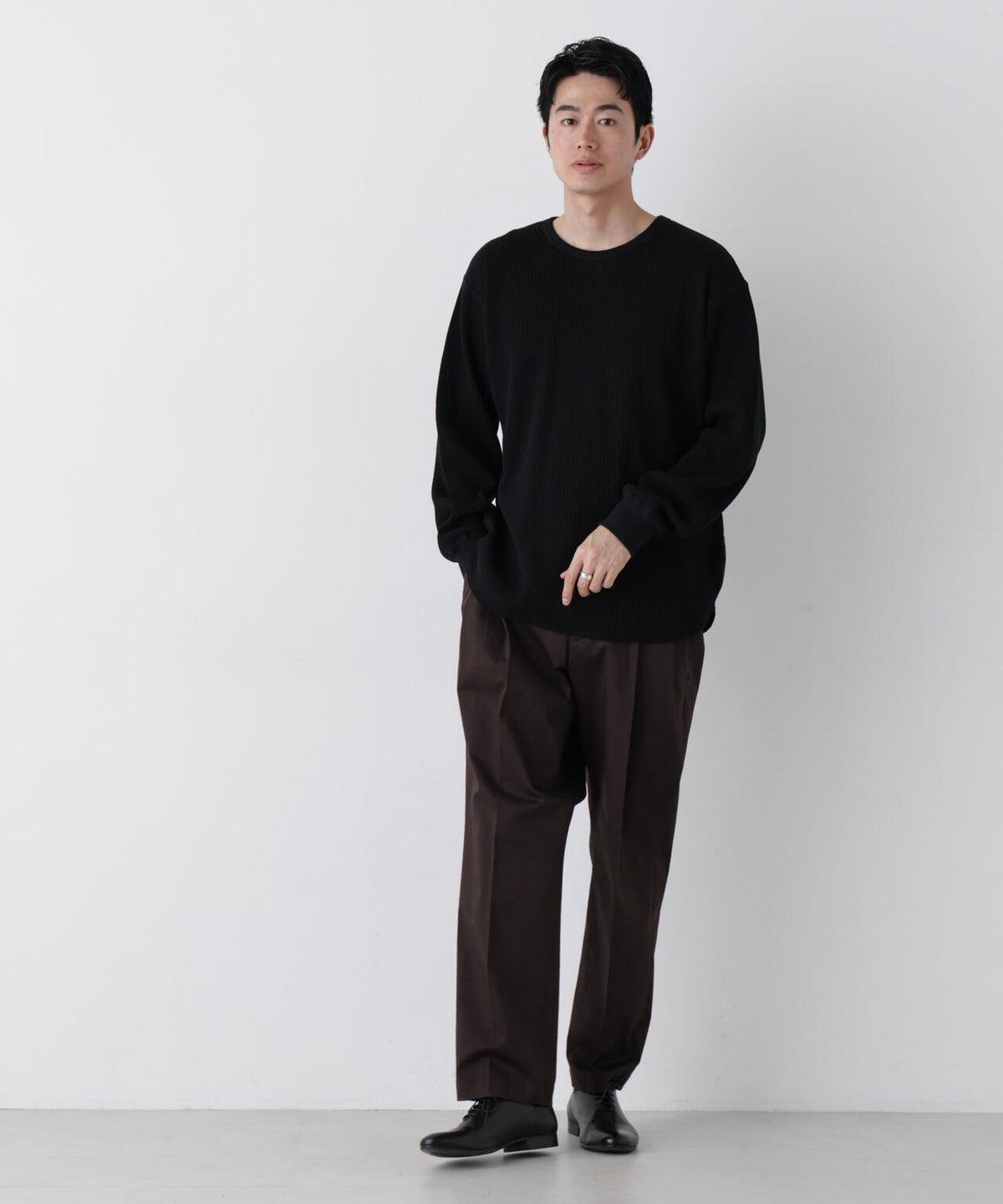 ヘヴィーワッフルクルーネックTシャツ 長袖 6686223229