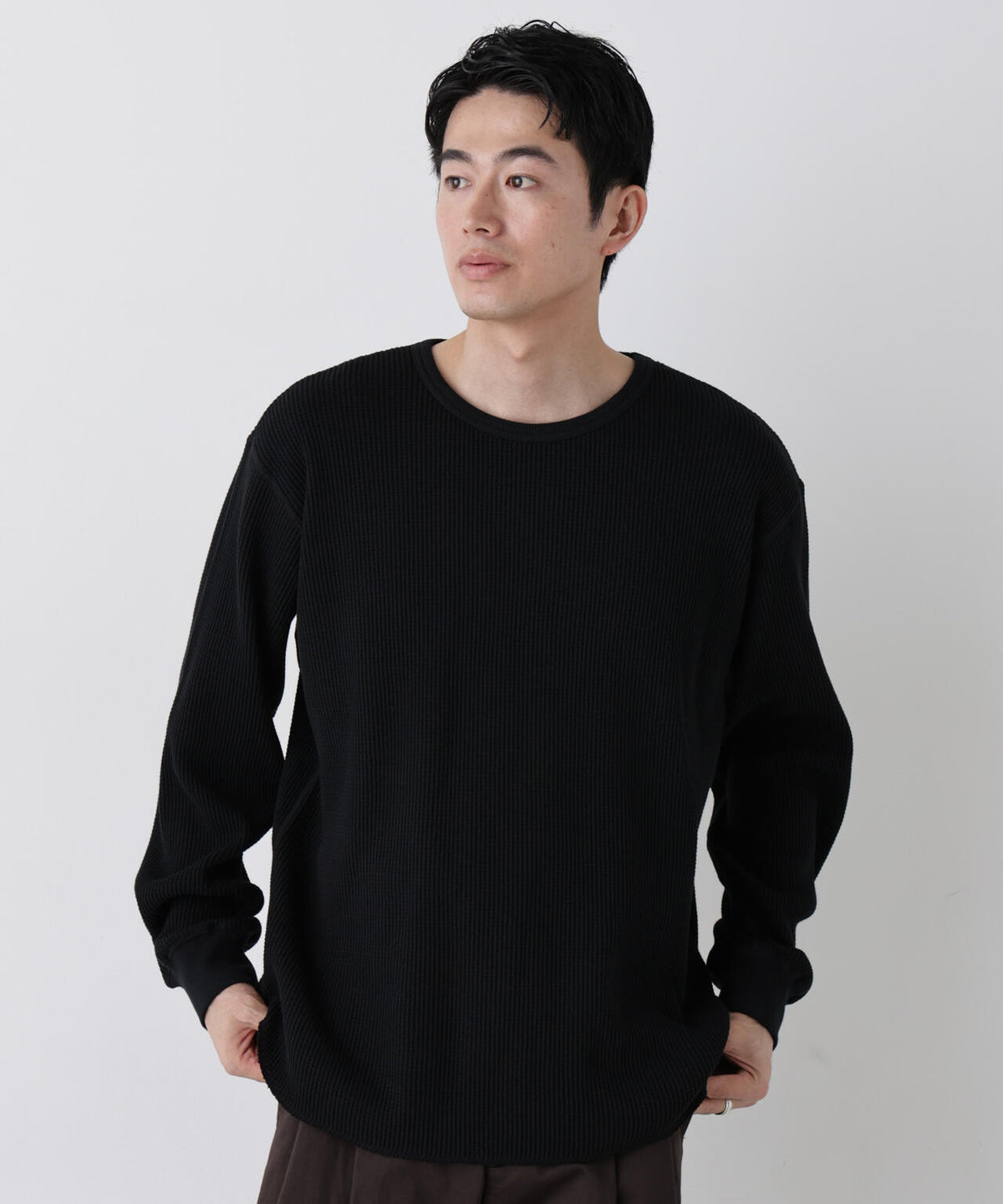 ヘヴィーワッフルクルーネックTシャツ 長袖 6686223229