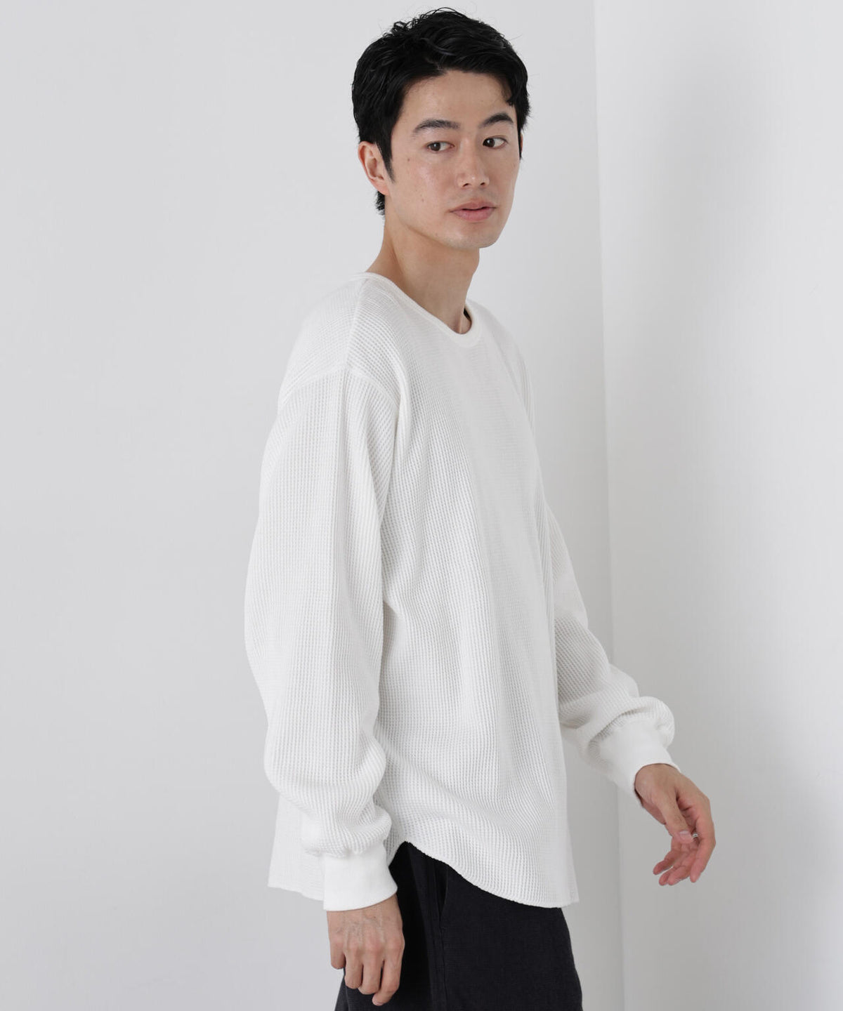 ヘヴィーワッフルクルーネックTシャツ 長袖 6686223229