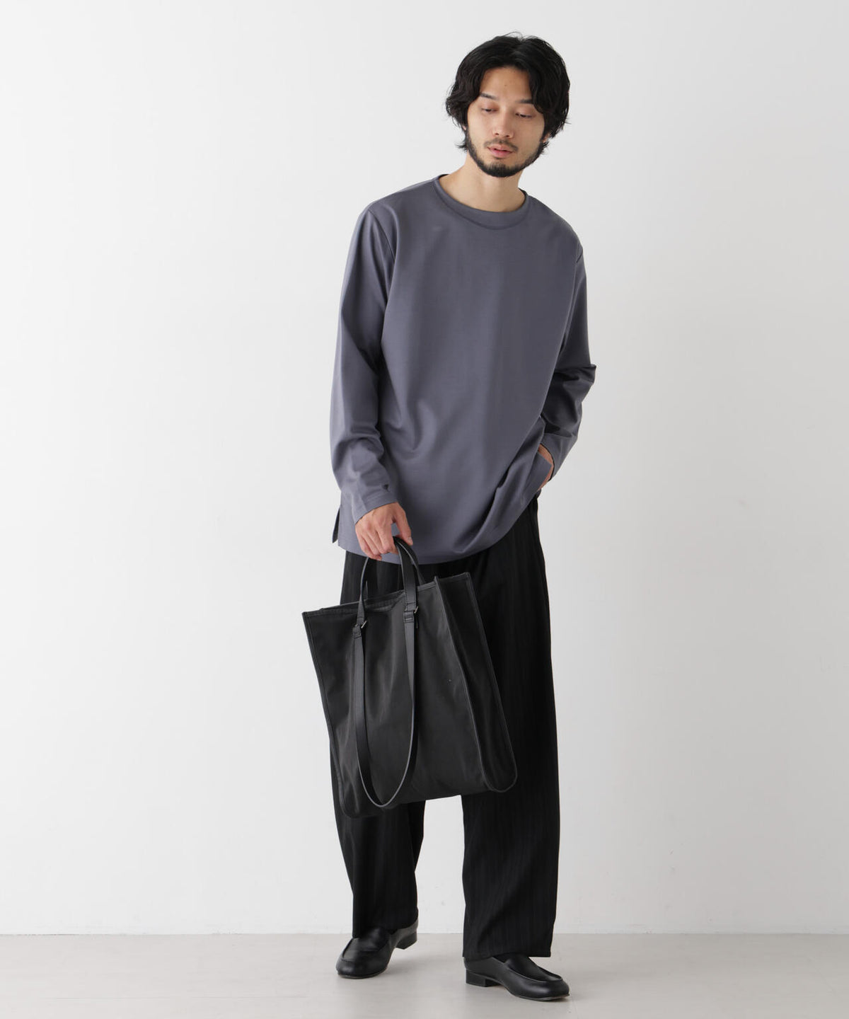 「モダンコンフォートシリーズ」モクロディ ボートネック サイドスリット Tシャツ 6686223230