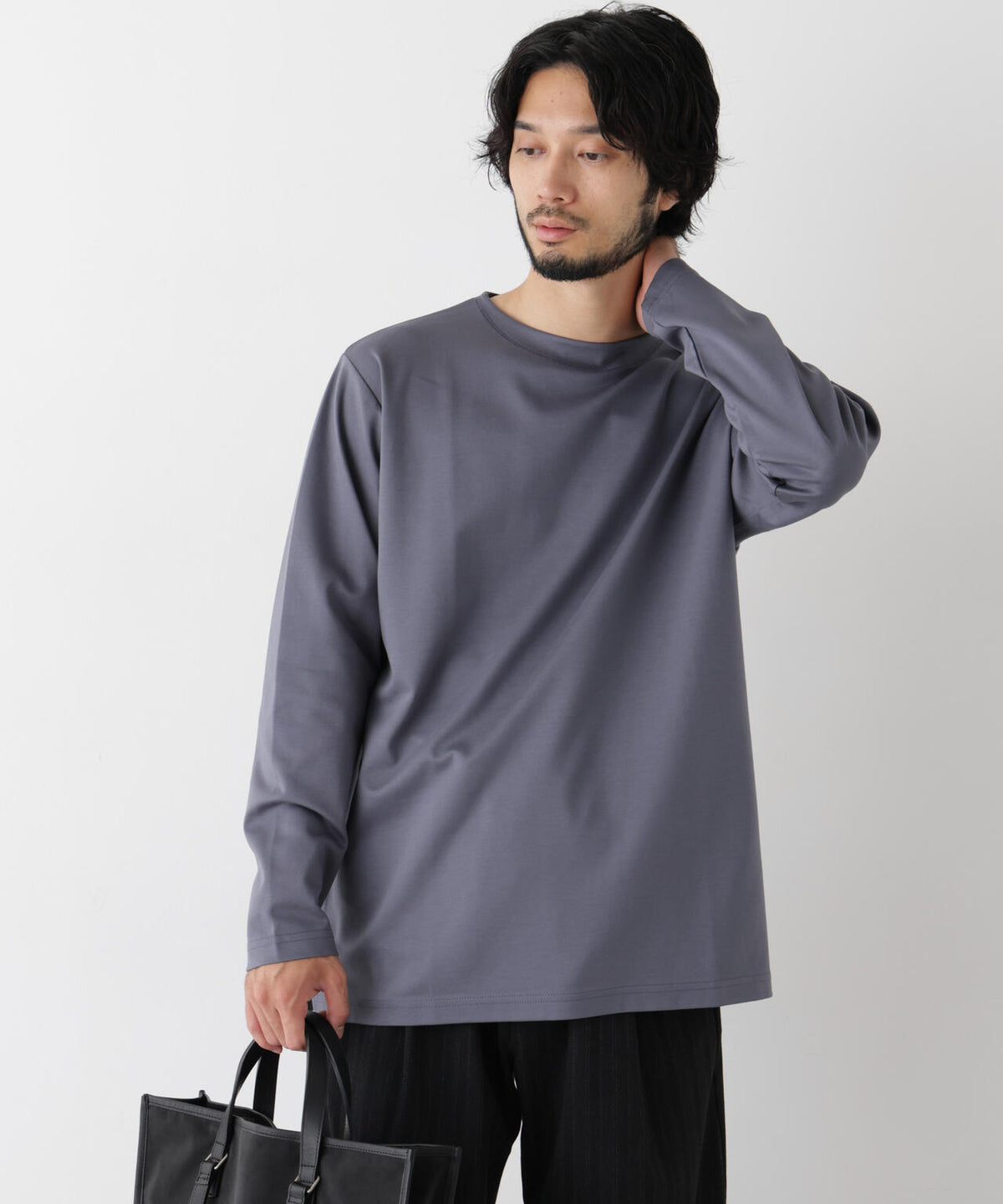 「モダンコンフォートシリーズ」モクロディ ボートネック サイドスリット Tシャツ 6686223230