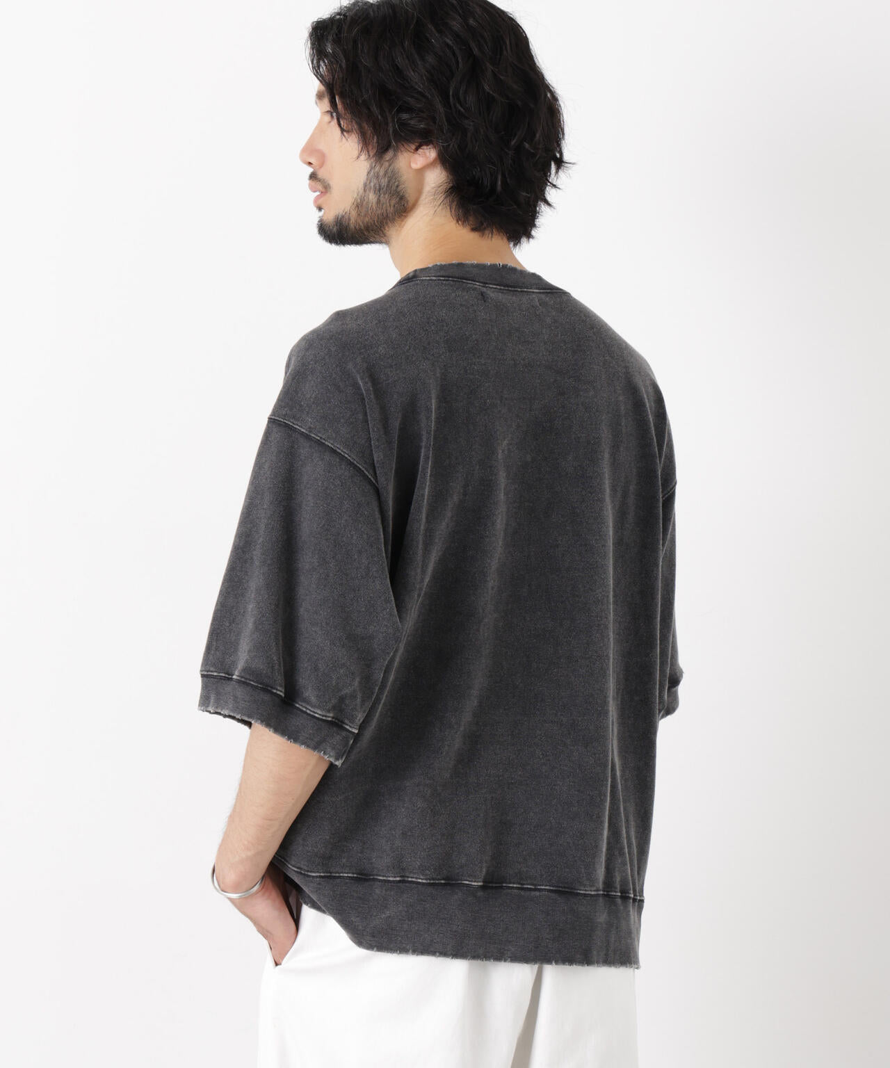 ケミカル加工袖線切替えTシャツ