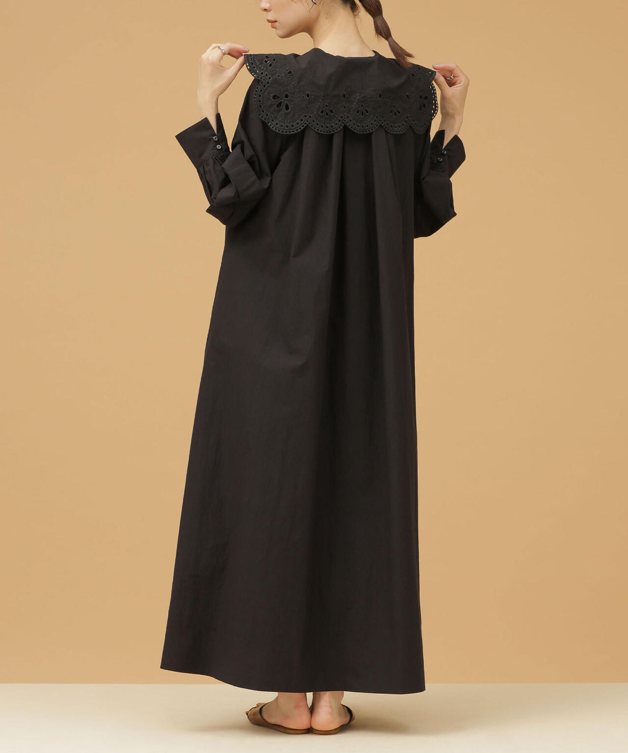 【良品】ELLIE エンブロイダリー ロングワンピース　ペチコート付　エリー 良品】ELLIE エンブロイダリー ロングワンピース ペチコート付