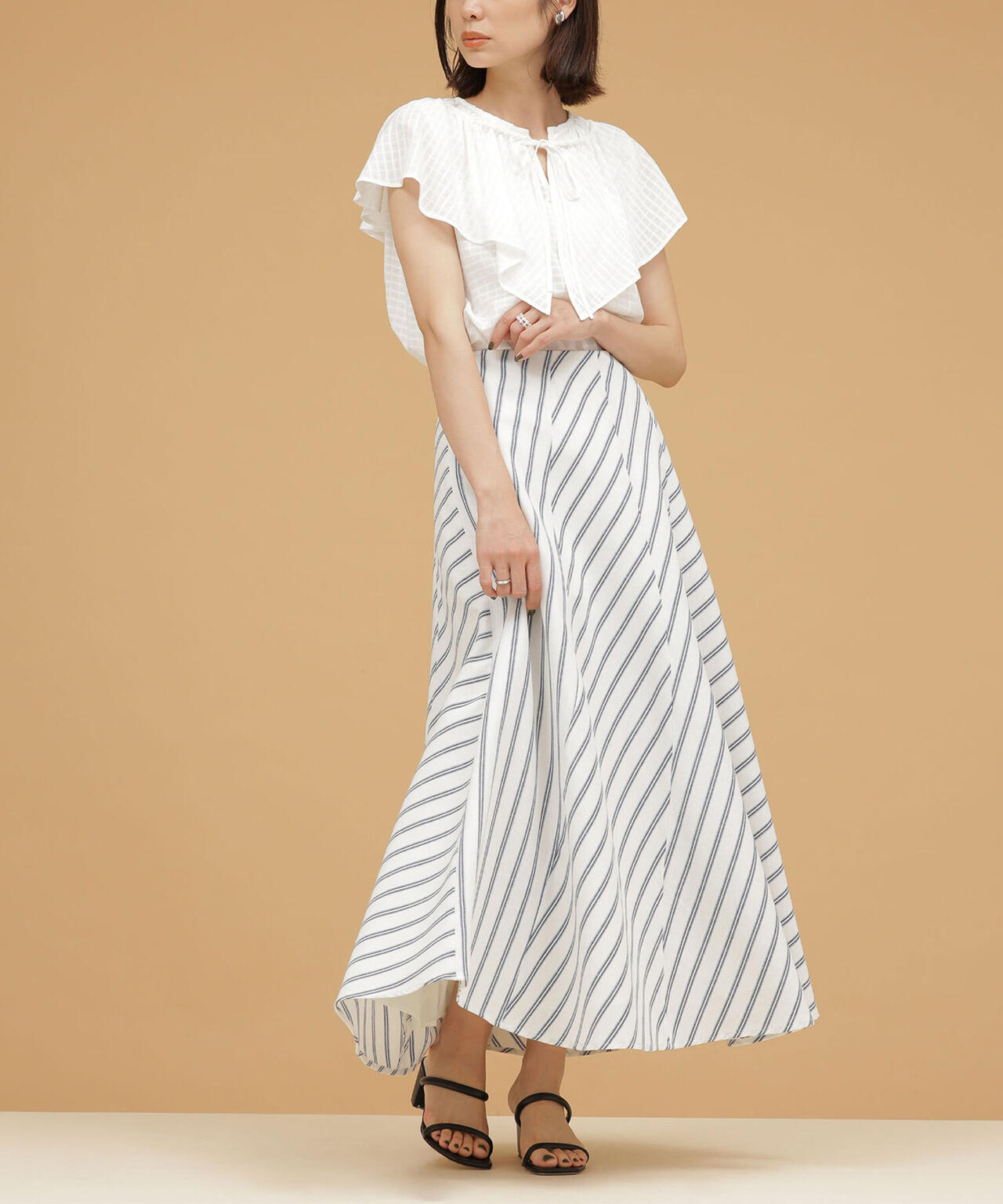 シフォン切替ストライプスカート | outlet | axes femme online shop