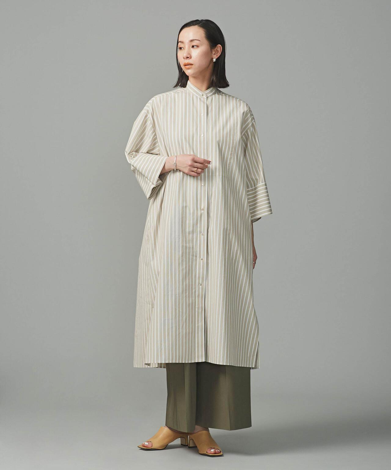 スタンドカラー　キッズシャツ　大人用ワンピース She's Closet シャツワンピース スタンドカラー編み上げレース