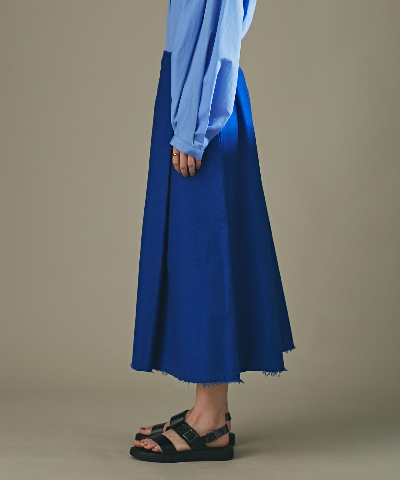 モールスキンガーメントダイフレアスカート 6693130309