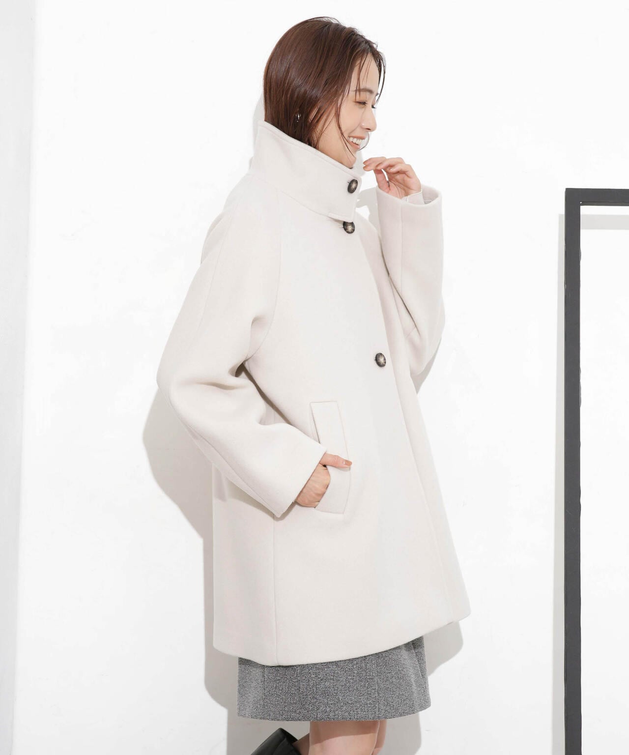 MANTECO BIBYE スタンドカラーコート 6693211306