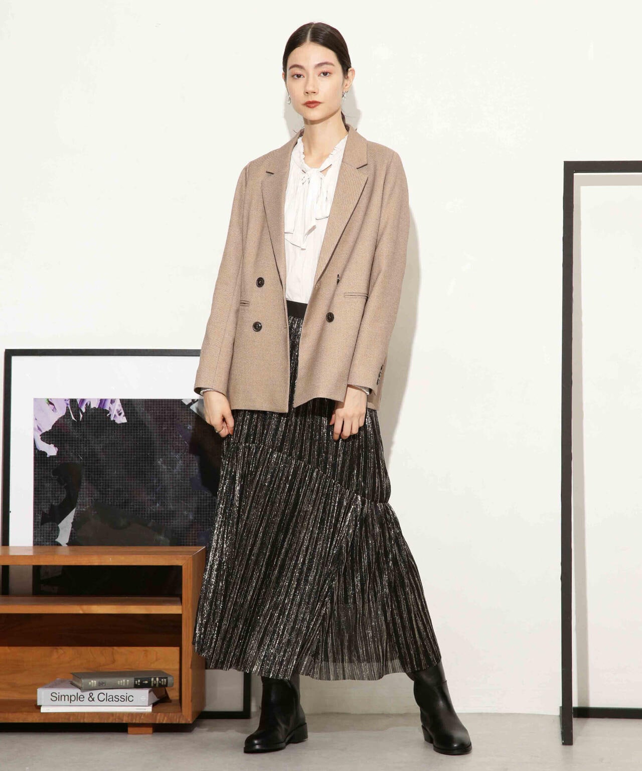 ツイードダブルジャケット(セットアップ可) 6693216307