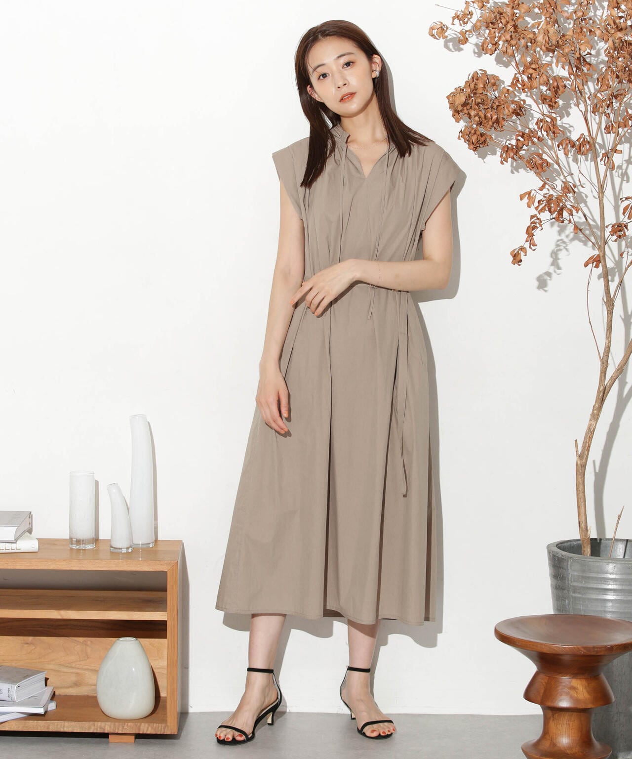 タイプライターベルト付きサックワンピース 6693219305