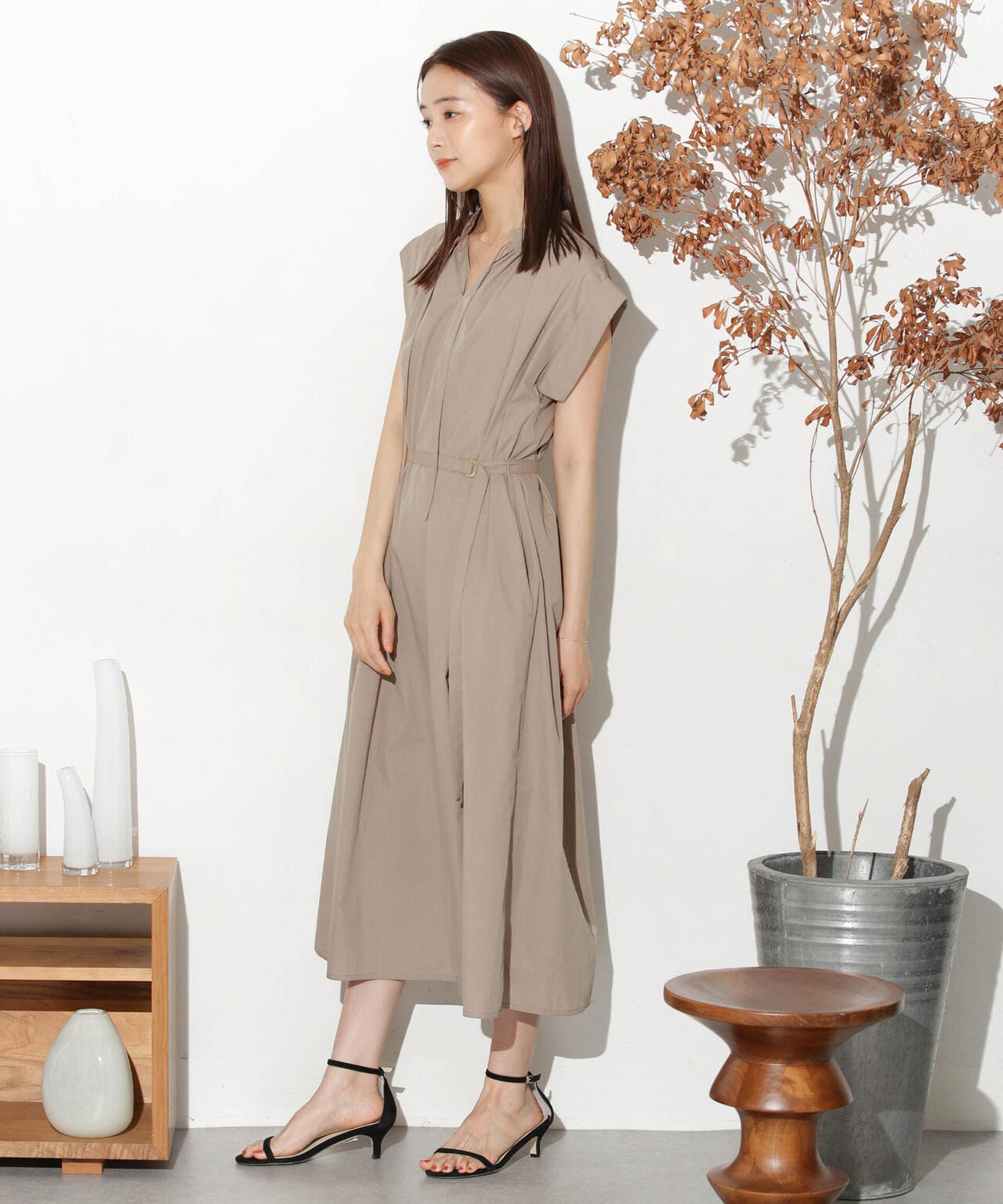 タイプライターベルト付きサックワンピース 6693219305