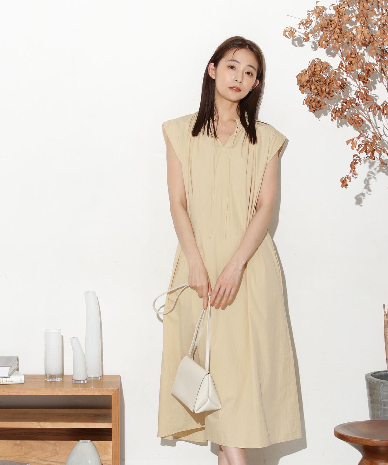 タイプライターベルト付きサックワンピース 6693219305