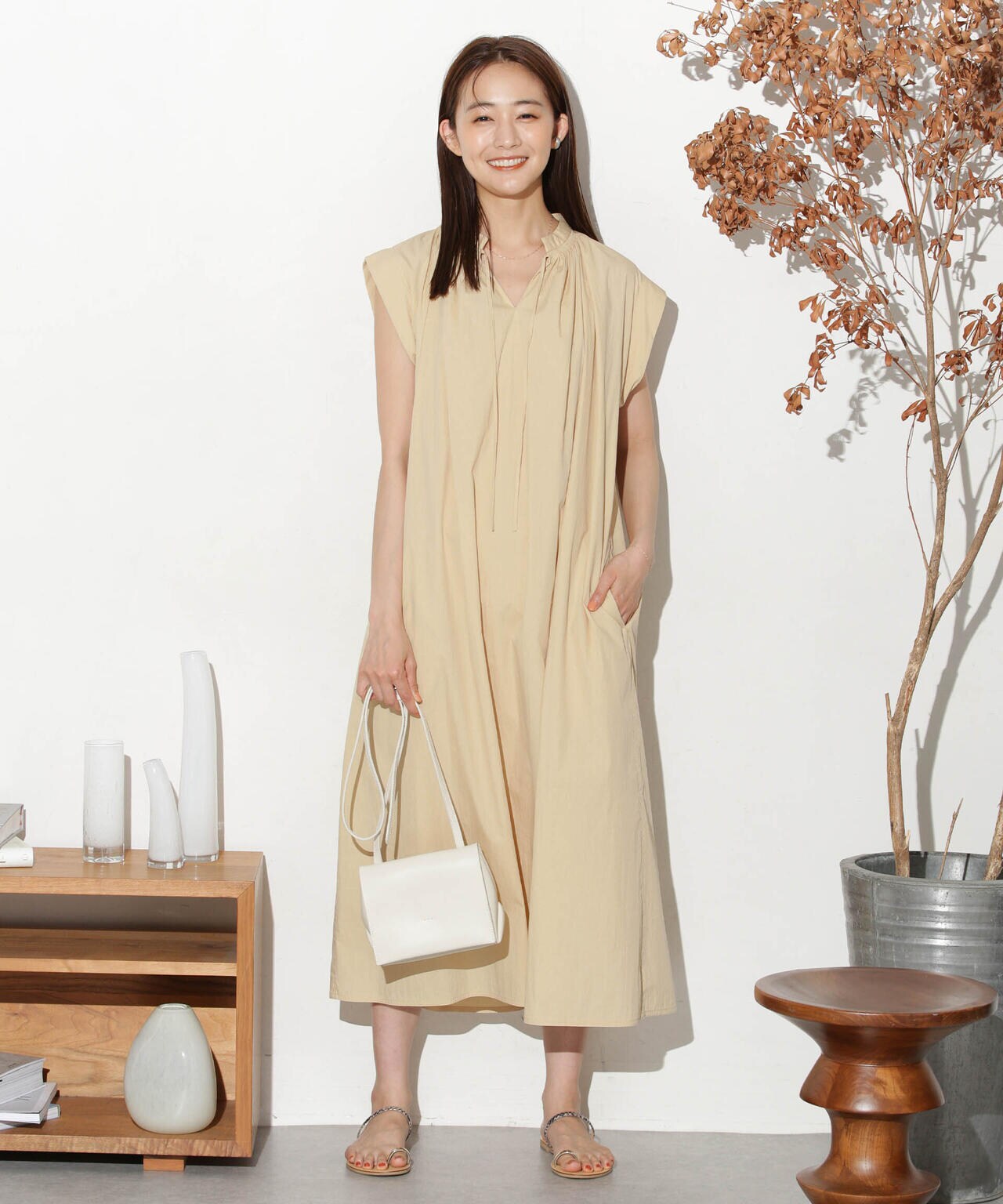 タイプライターベルト付きサックワンピース 6693219305