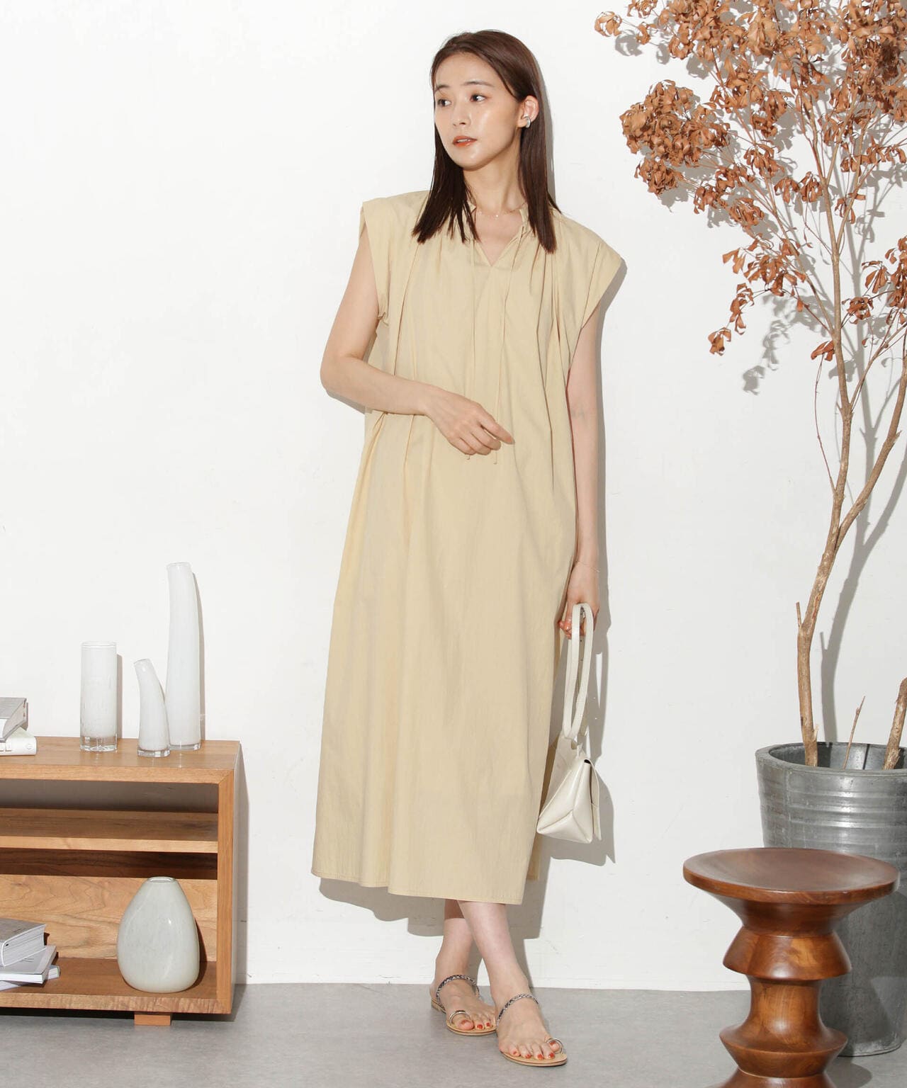 タイプライターベルト付きサックワンピース 6693219305