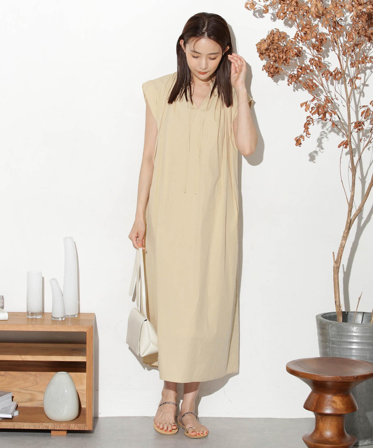 タイプライターベルト付きサックワンピース 6693219305