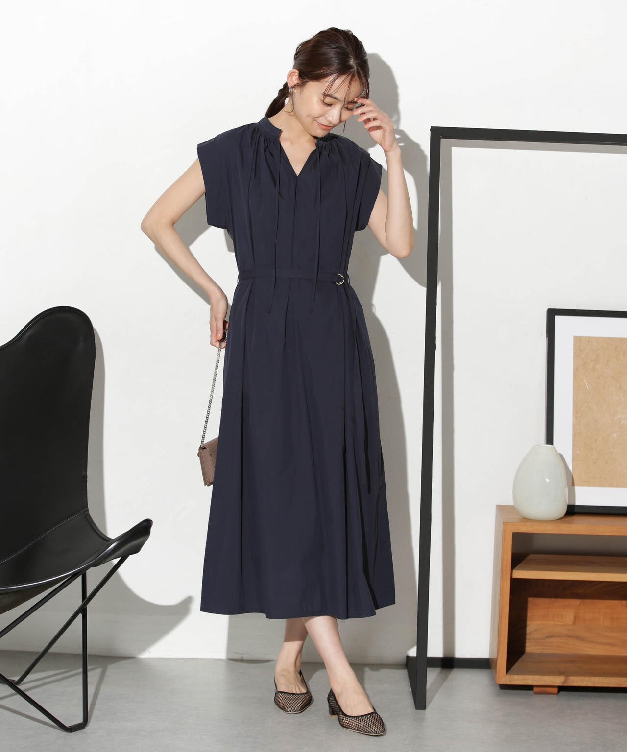 タイプライターベルト付きサックワンピース 6693219305