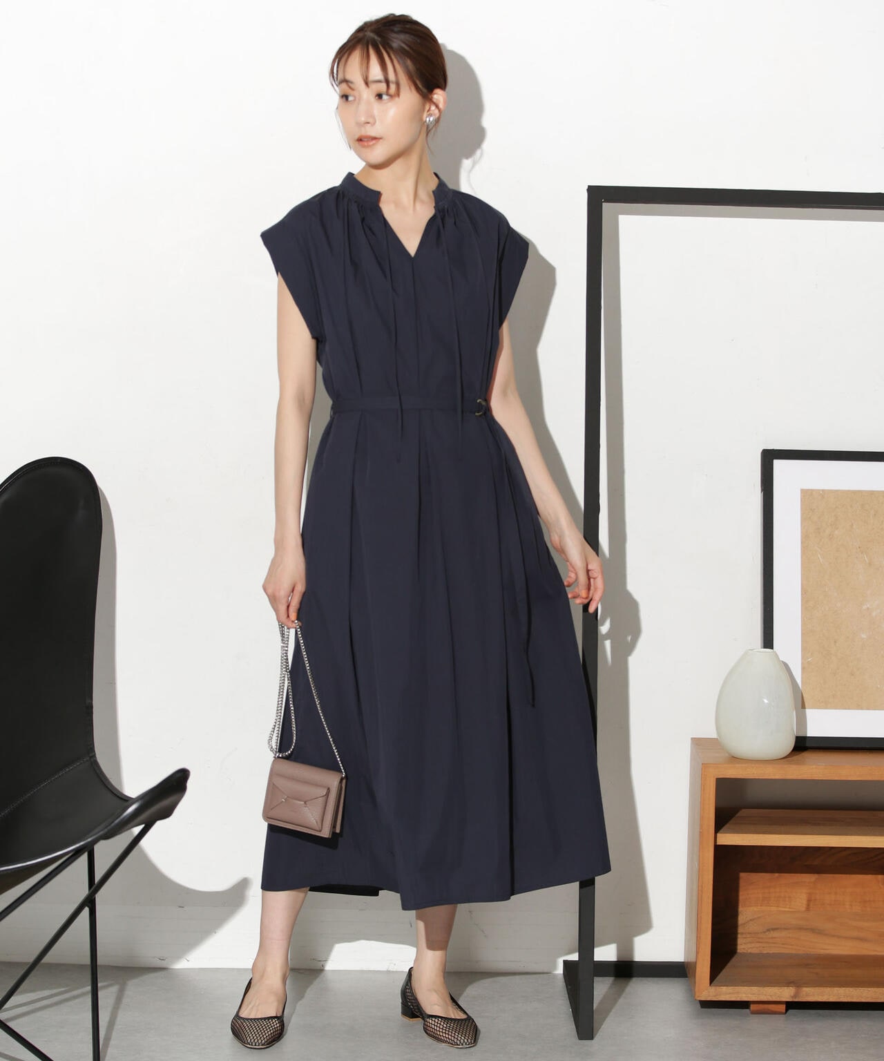 タイプライターベルト付きサックワンピース 6693219305