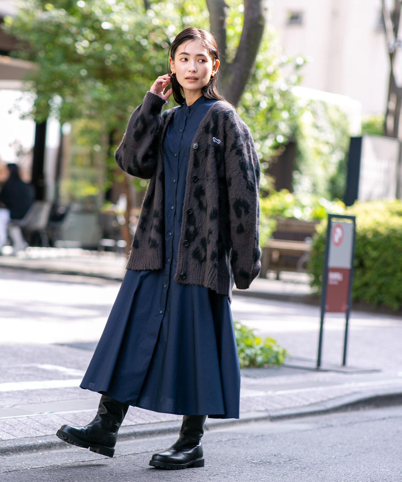 ヘムフレアバンドカラーシャツワンピース 6693219316