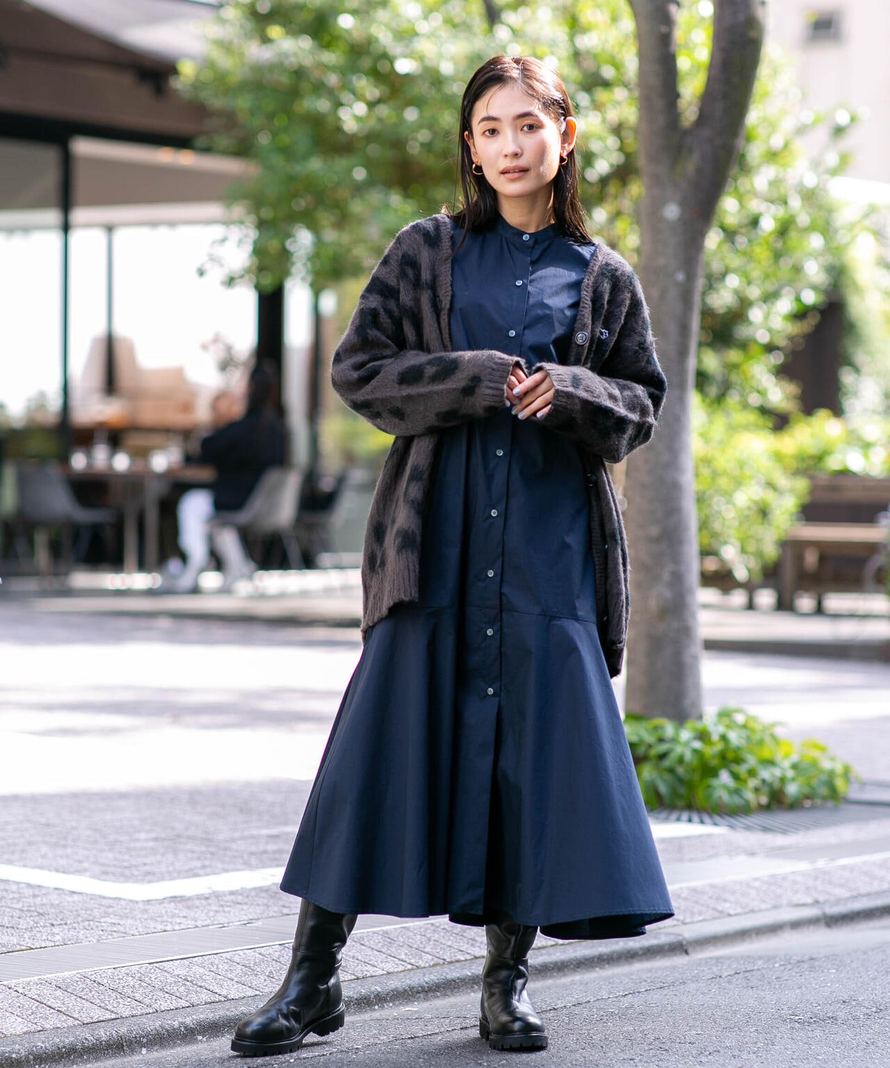 ヘムフレアバンドカラーシャツワンピース 6693219316