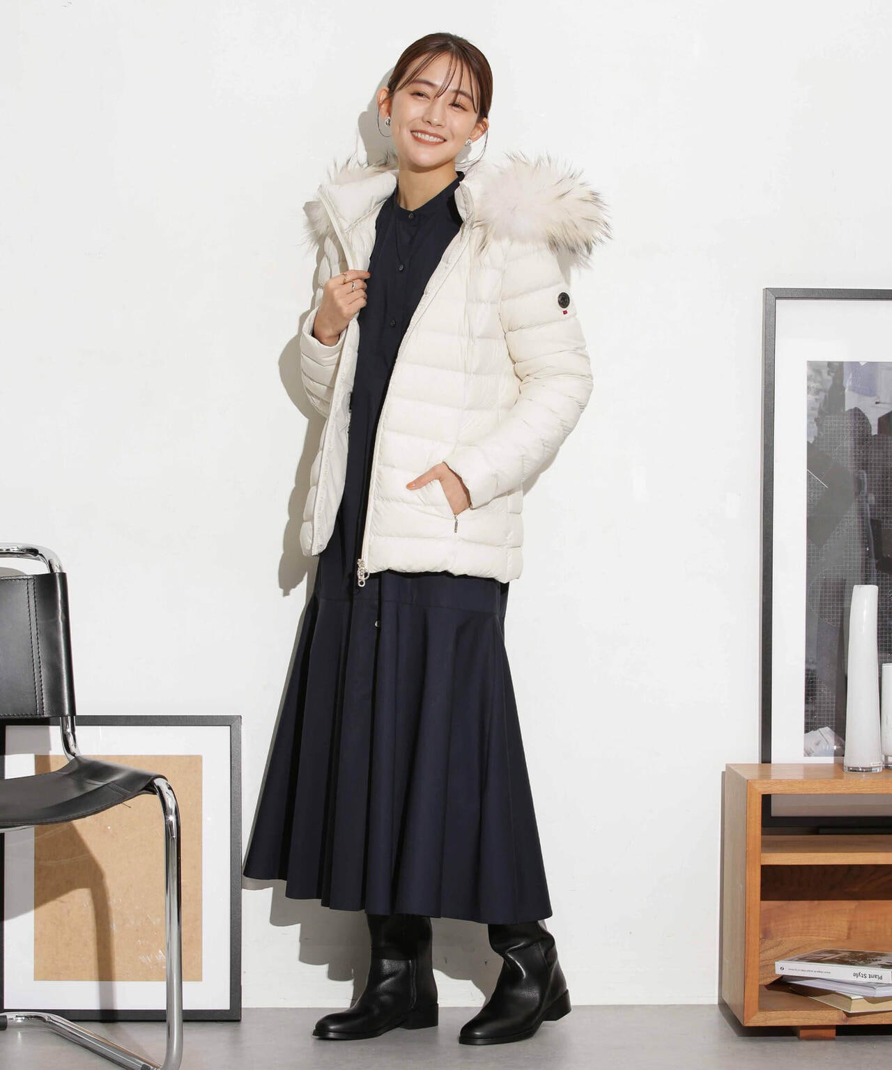 ヘムフレアバンドカラーシャツワンピース 6693219316