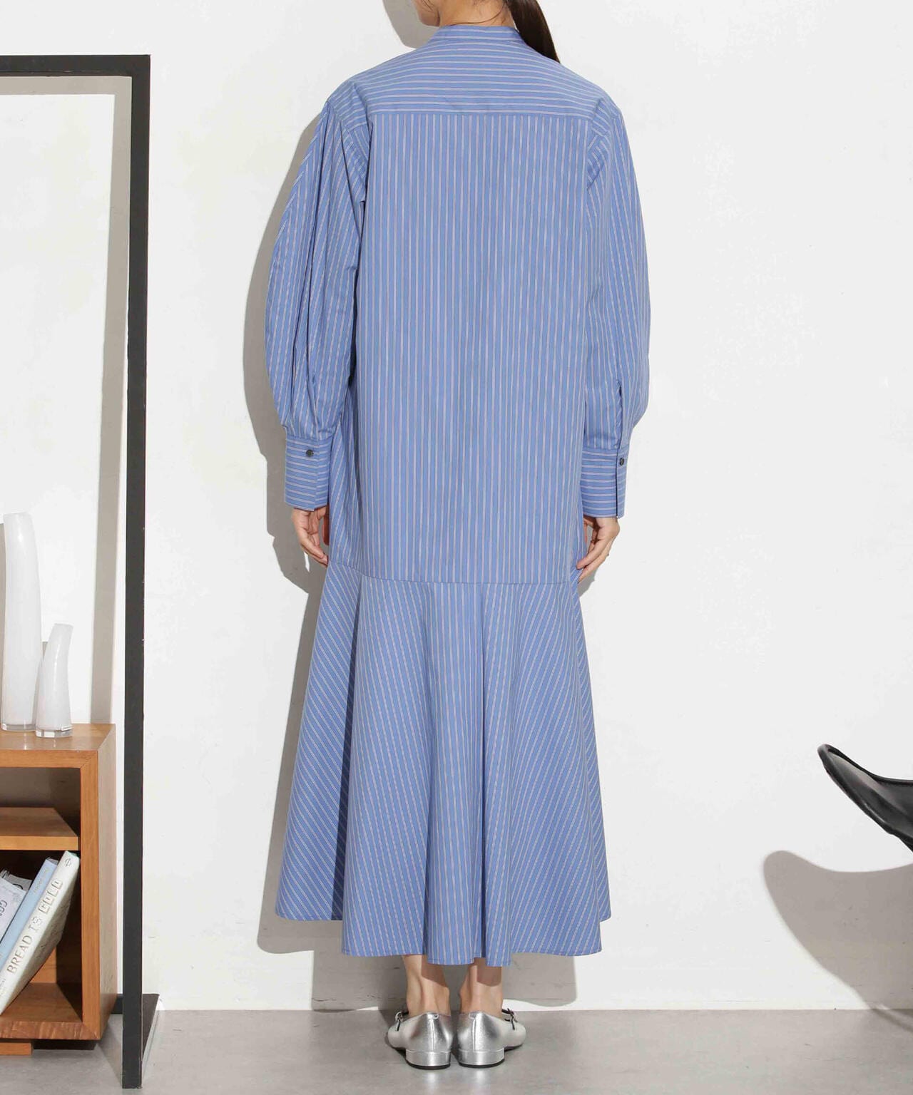 ヘムフレアバンドカラーシャツワンピース 6693219316