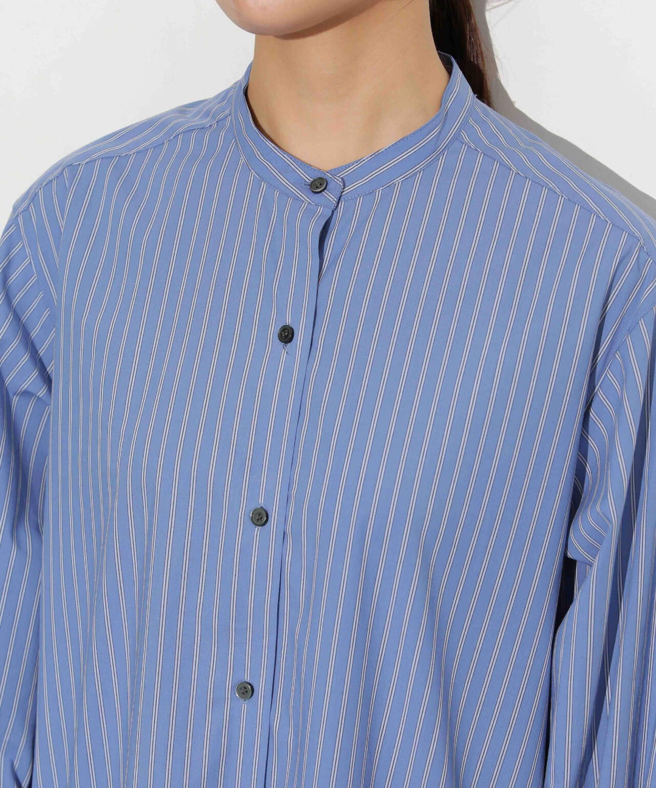 ヘムフレアバンドカラーシャツワンピース 6693219316