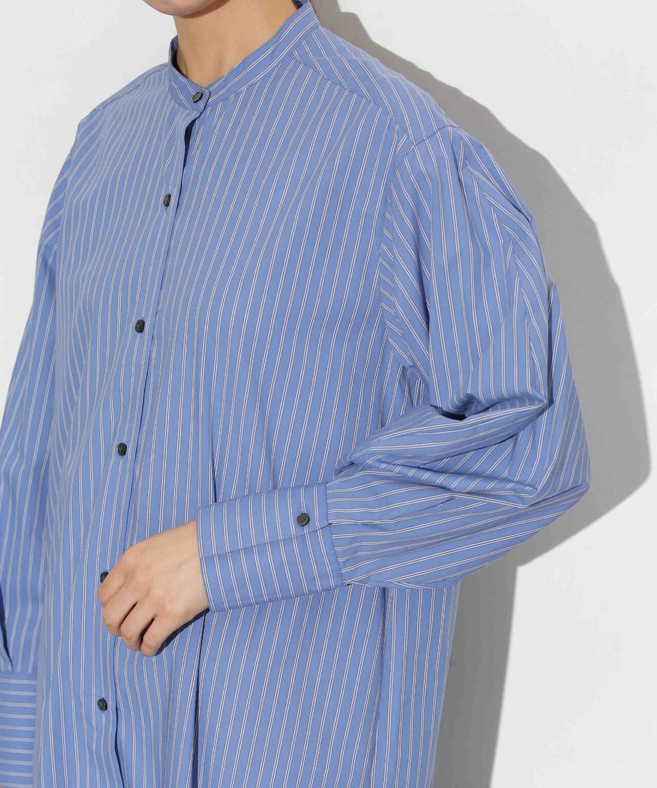 ヘムフレアバンドカラーシャツワンピース 6693219316