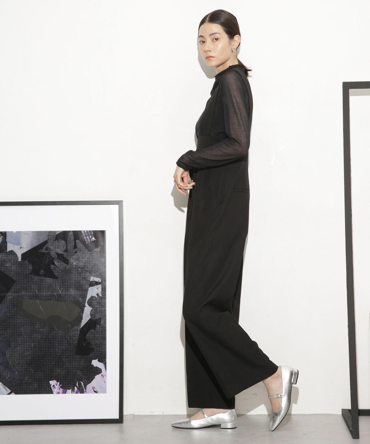 ハイウエストツイードサロペット 6693219317