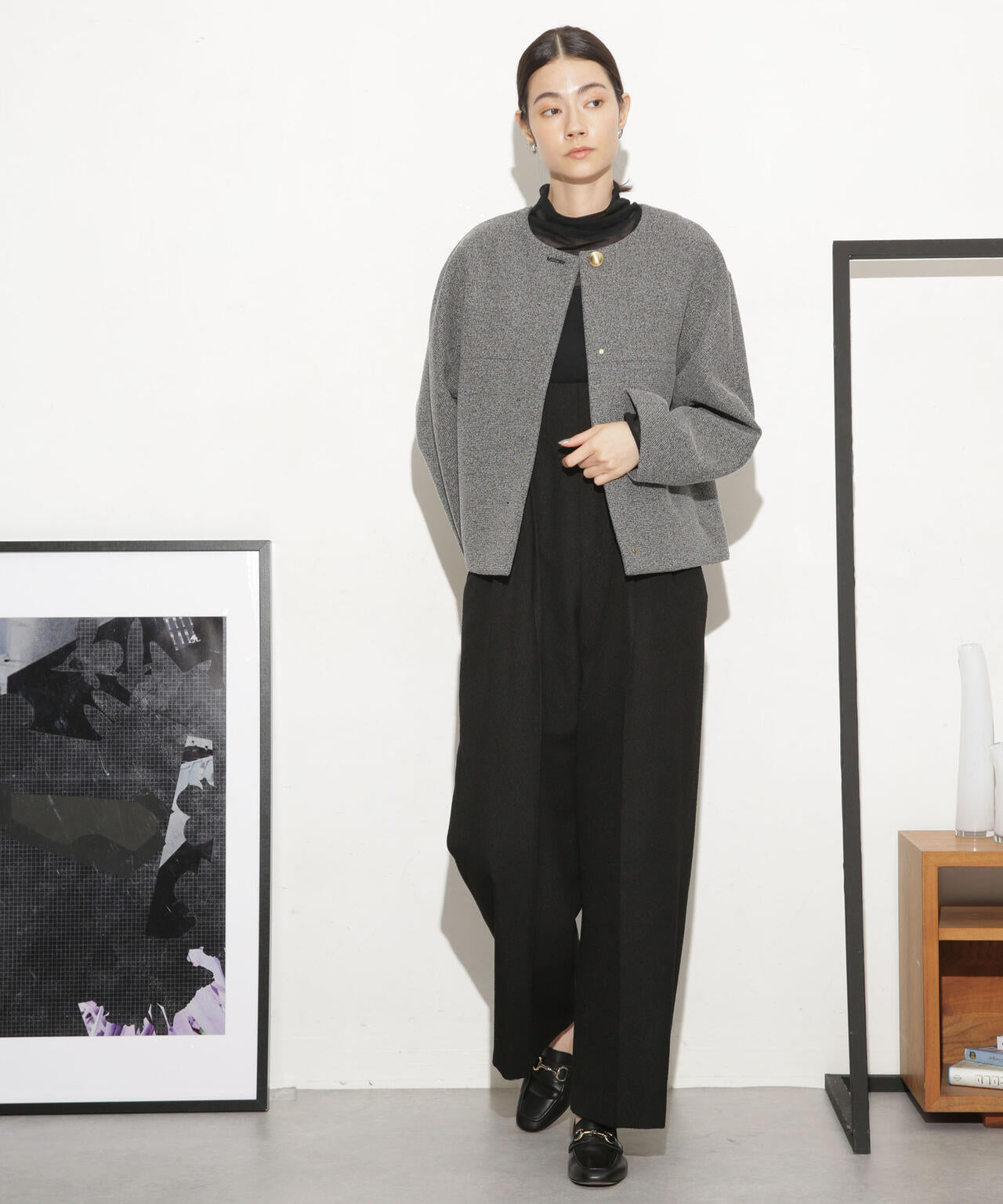 ハイウエストツイードサロペット 6693219317