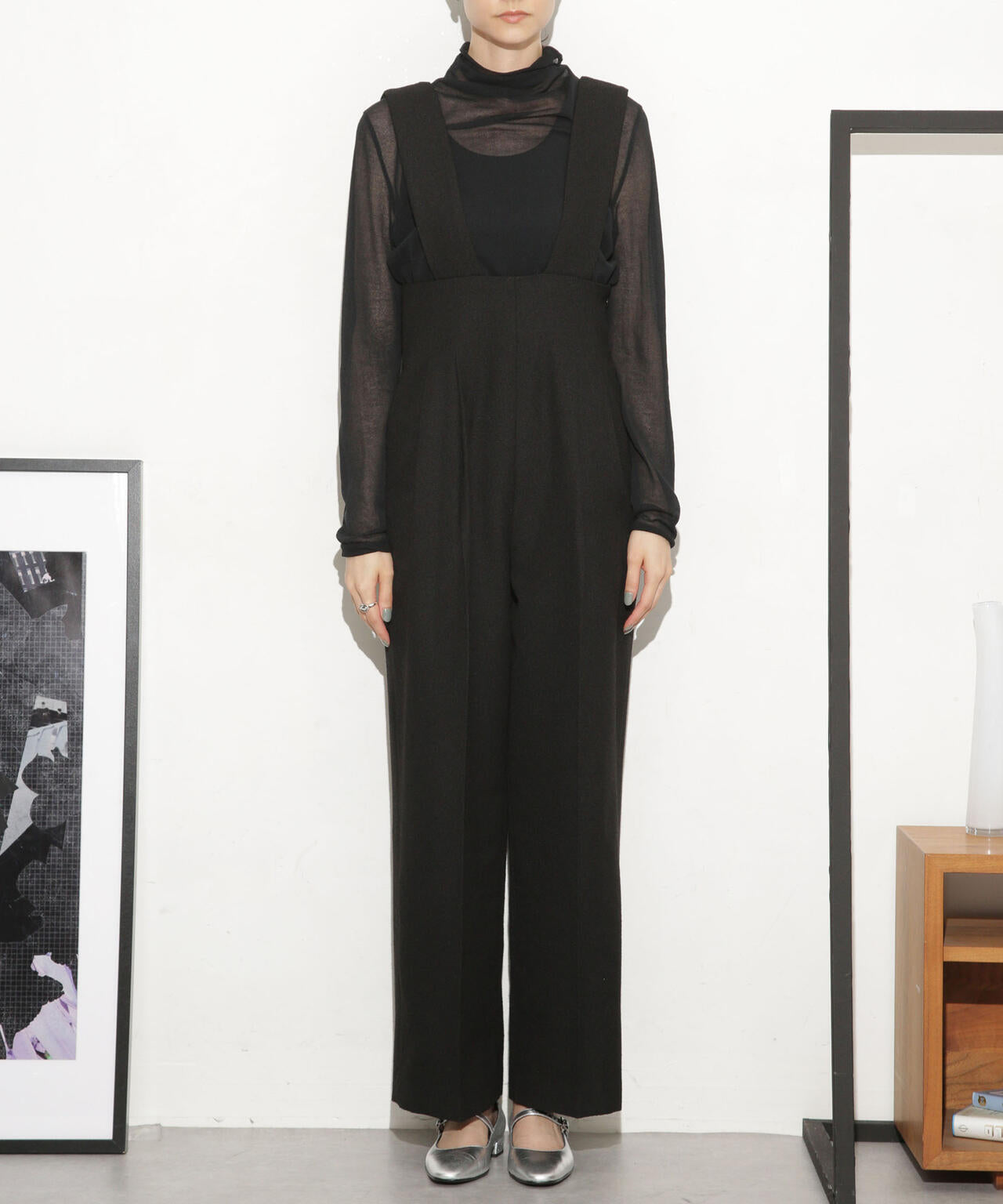 ハイウエストツイードサロペット 6693219317