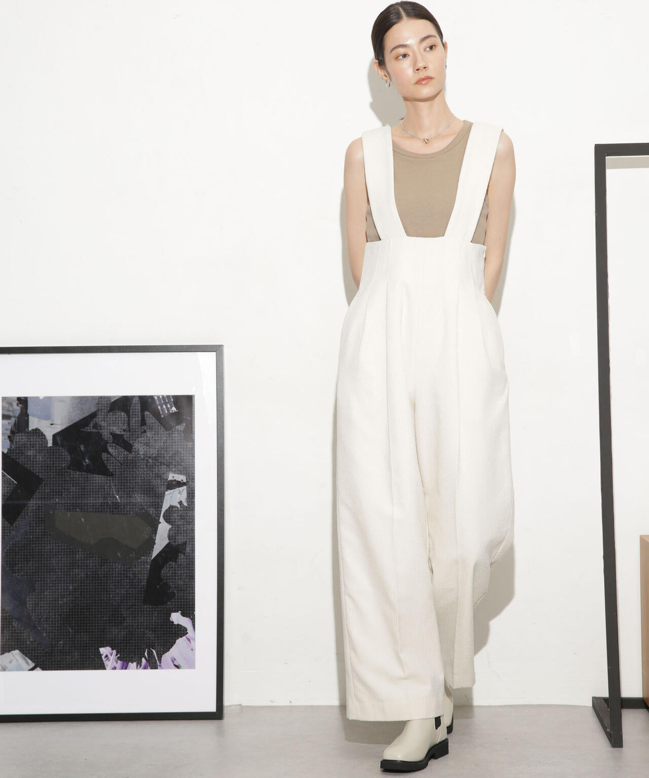 ハイウエストツイードサロペット 6693219317