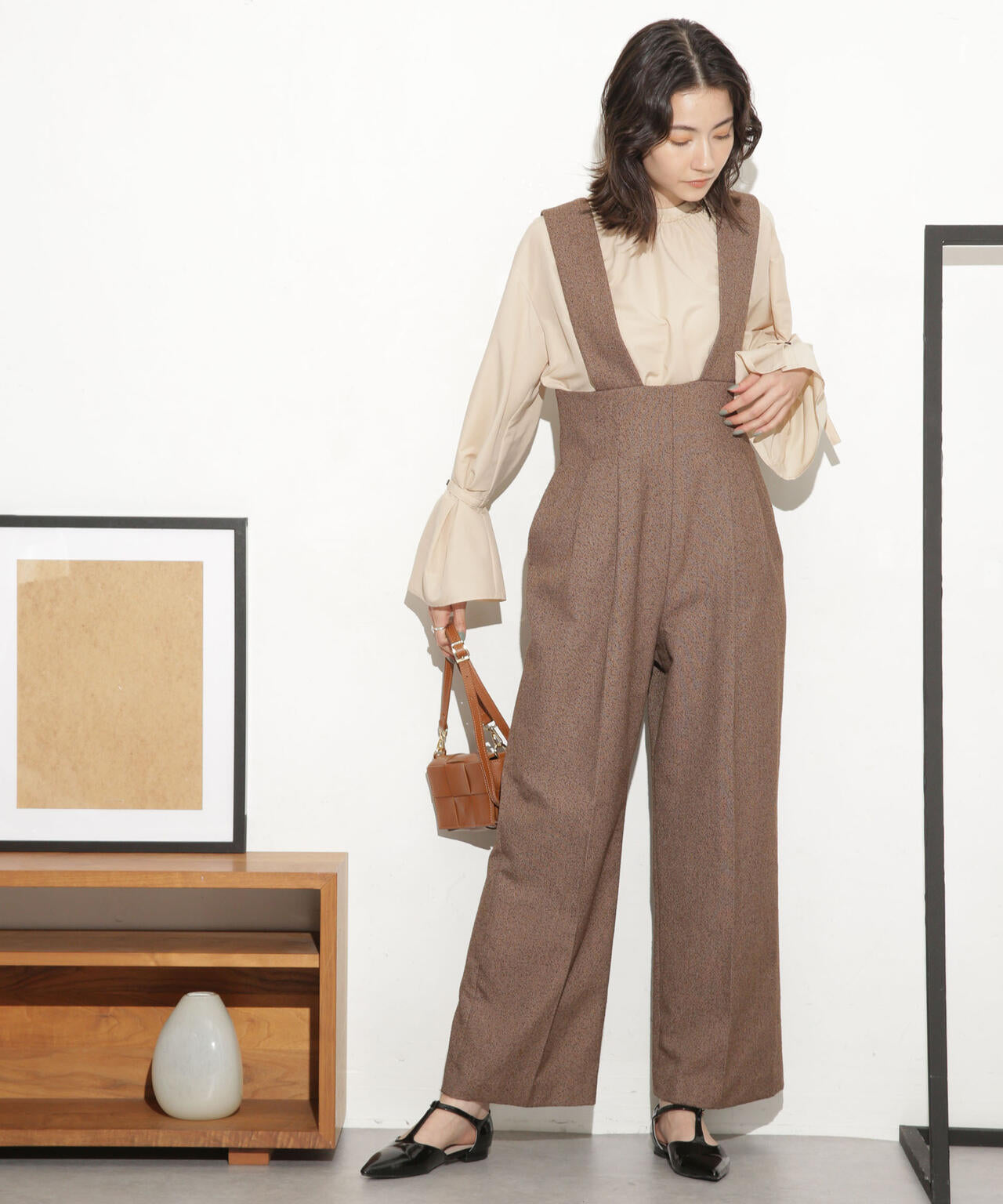 ハイウエストツイードサロペット 6693219317