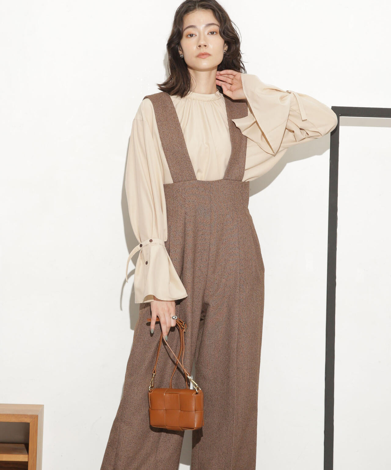 ハイウエストツイードサロペット 6693219317