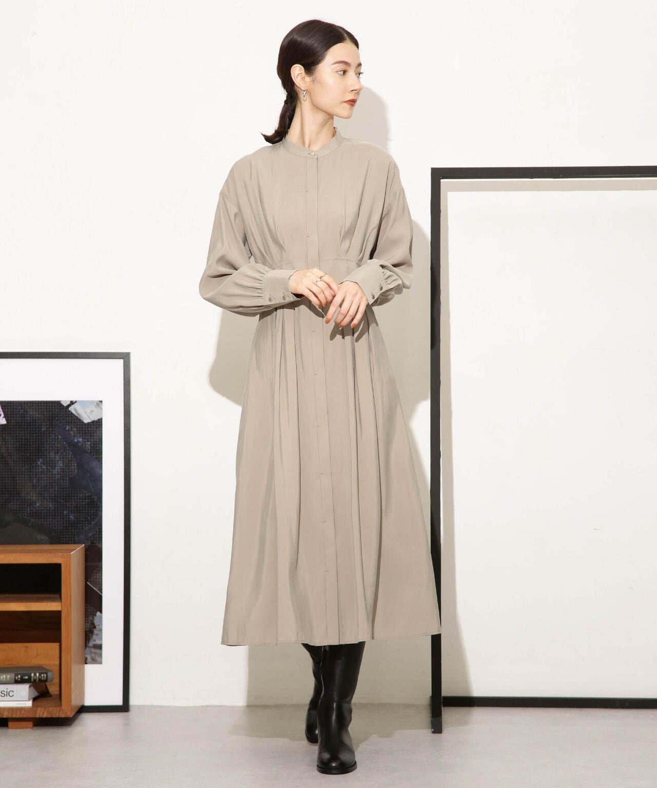 モダールピーチウエストシェイプタックワンピース 6693219326